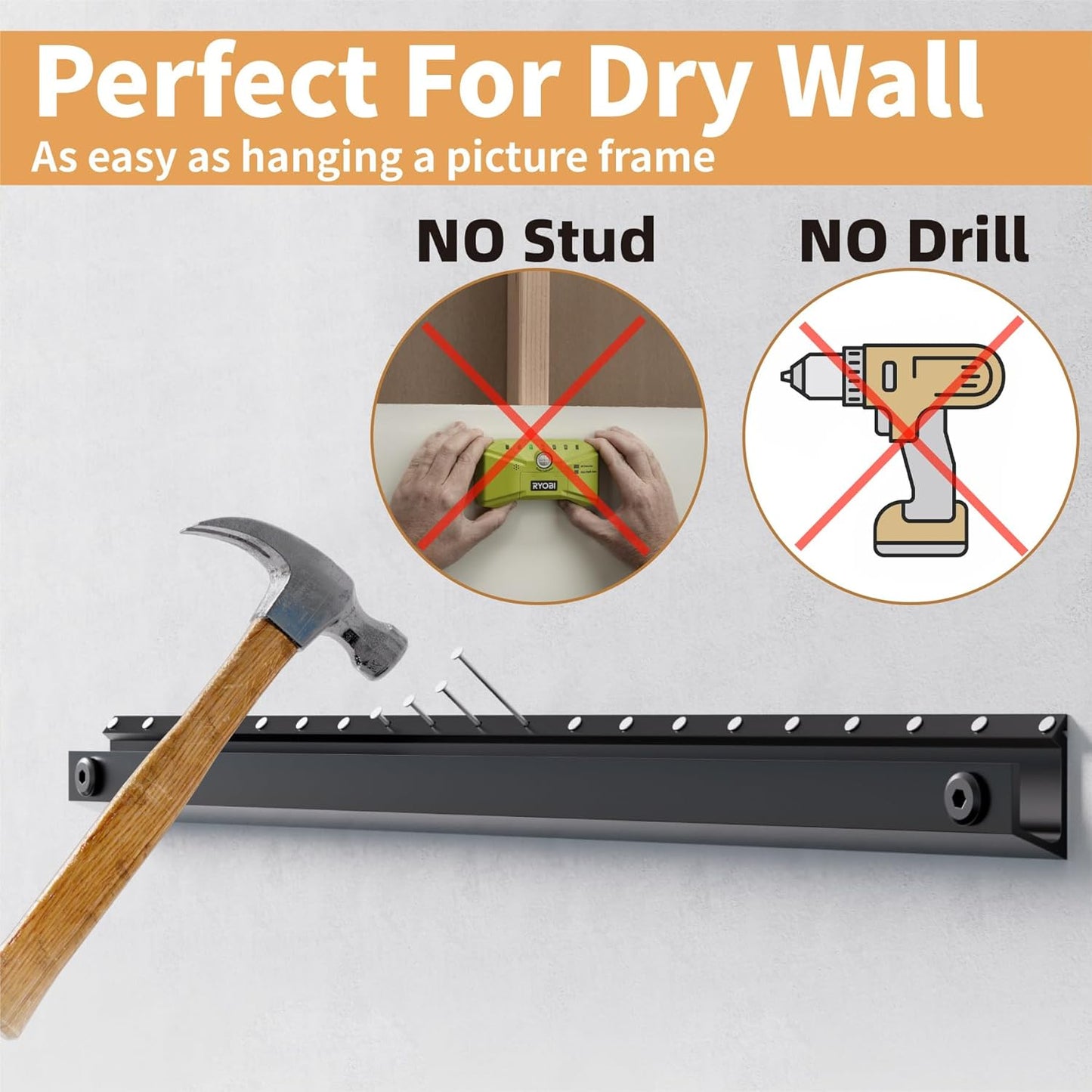 AENTGIU Studless TV Wall Mount, No Drill Drywall TV Bracket Hanger for 32-75 inch Flat Screen TVs, No Anchors, No Stud, Heavy Duty, Easy Install with All Hardware Included