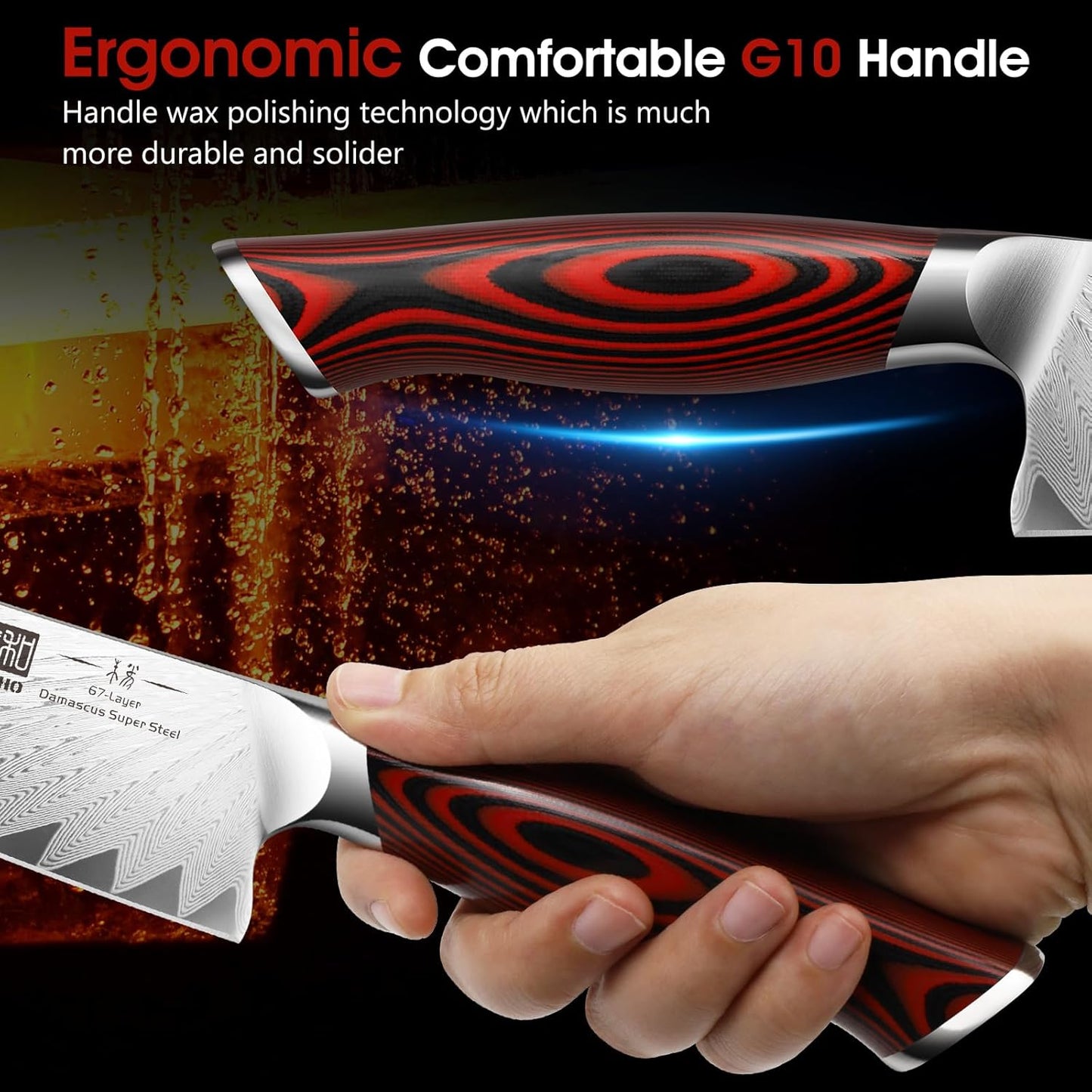 HOSHANHO Fillet Knife 7 Inch, Damascus Steel Boning Knife, Professional Fish Fillet Knife for Meat Chicken Cutting, Meat Knife with G10 Ergonomic Handle