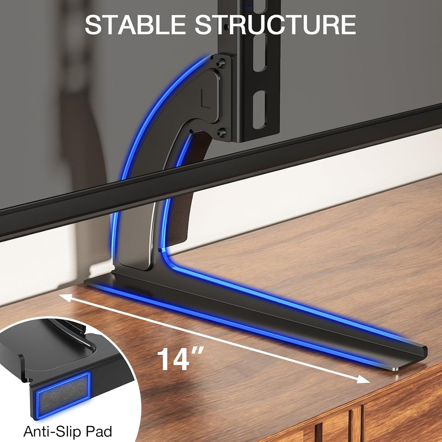 Rfiver Universal TV Stand, TV Legs Tabletop for 22 to 65 inch Plasma LCD LED Flat Screen TVs, TV Mount Holds up to 88lbs, Max VESA 800 x 500mm, Height Adjustable TV Base