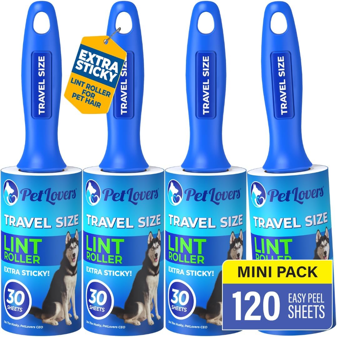PetLovers Extra Sticky Lint Roller Mega Value Set for Pet Hair Removal, Dog and Cat Lint Remover (1 Pack Reusable)