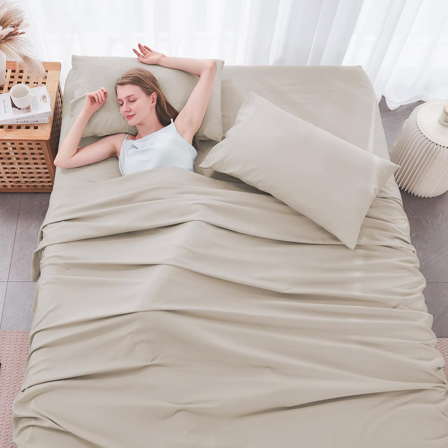 JOLLYVOGUE Queen Size Bed Sheet Set - 4 Piece Bed Sheets Set with Deep Pocket - Soft Breathable & Cooling - Resists Shrinkage & Fading Draps Queen - Easy Care (Dark Grey)