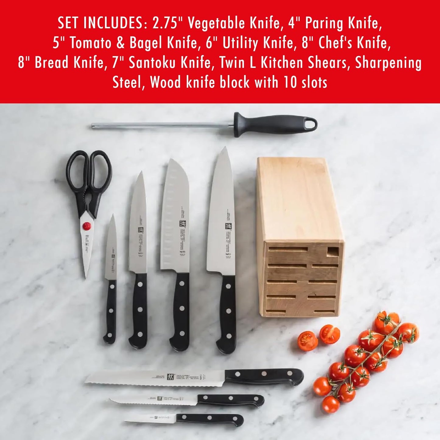 Zwilling J.A. Henckels HI Forged Contour 9 PC Block Set, Black/Silver