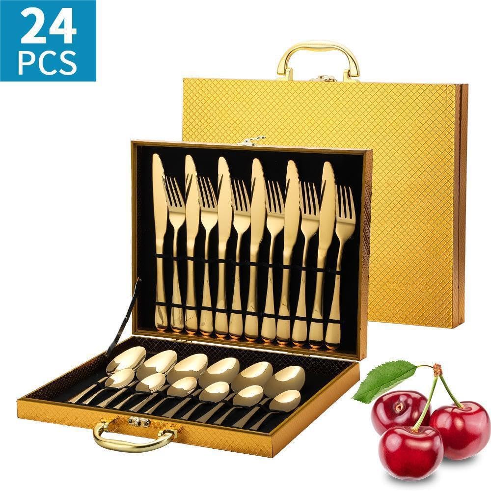 Purilite Select 24-Piece Gold Silverware Set