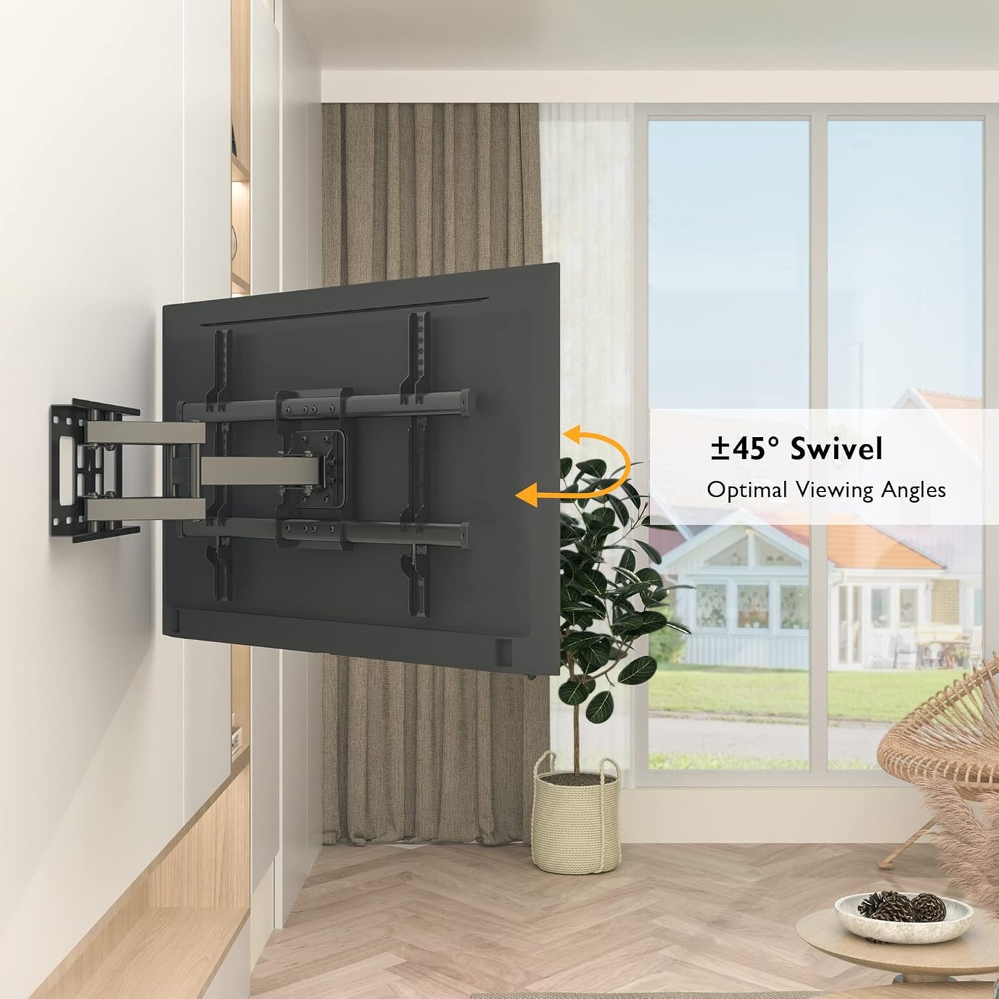 BONTEC Full Motion TV Wall Mount for 37-84 Inch LED LCD OLED Flat Curved TVs, Swivel Tilt Articulating Dual Arm TV Mount Bracket Holds up to 132lbs, Max VESA 600x400mm, Easy Installation
