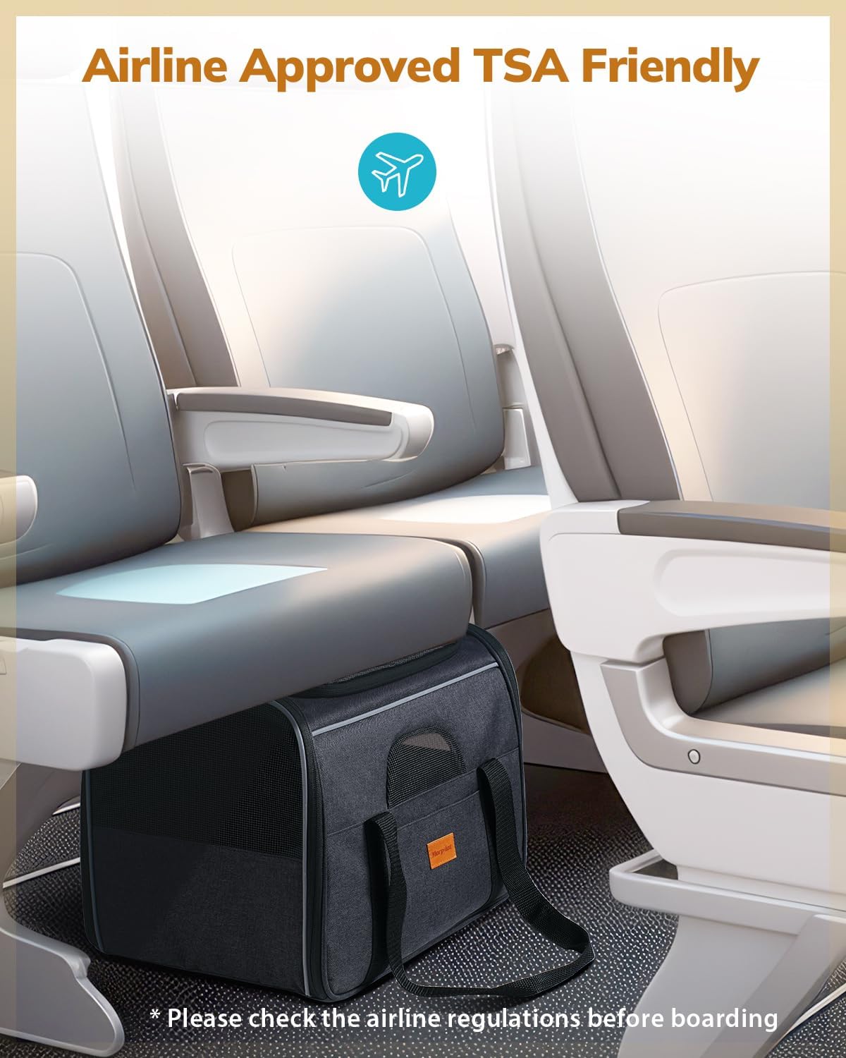 Morpilot Cat Carrier Soft - Portable Pet Carrier for Small or Medium Cats, Dogs and Puppy up to 14lbs, Airline Approved Dog Carrier with Safety Buckle - (Dark Gray)