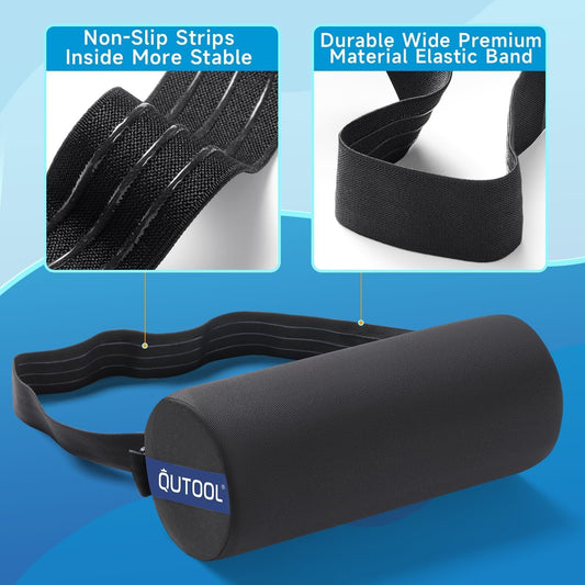 QUTOOL Lumbar Support Pillow for Office Chair – Lumbar Roll Cushion for Car Seat, Adjustable Strap, Soft Foam, Removable Washable Cover
