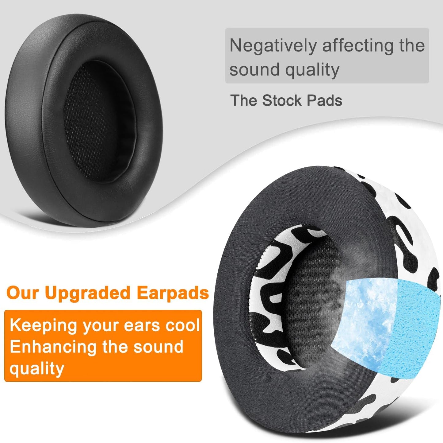 SOULWIT Cooling Gel Ear Pads Replacement for Corsair Virtuoso RGB Wireless XT SE Gaming Headset, Earpads Cushions with High-Density Noise Isolation Foam, Added Thickness - Black