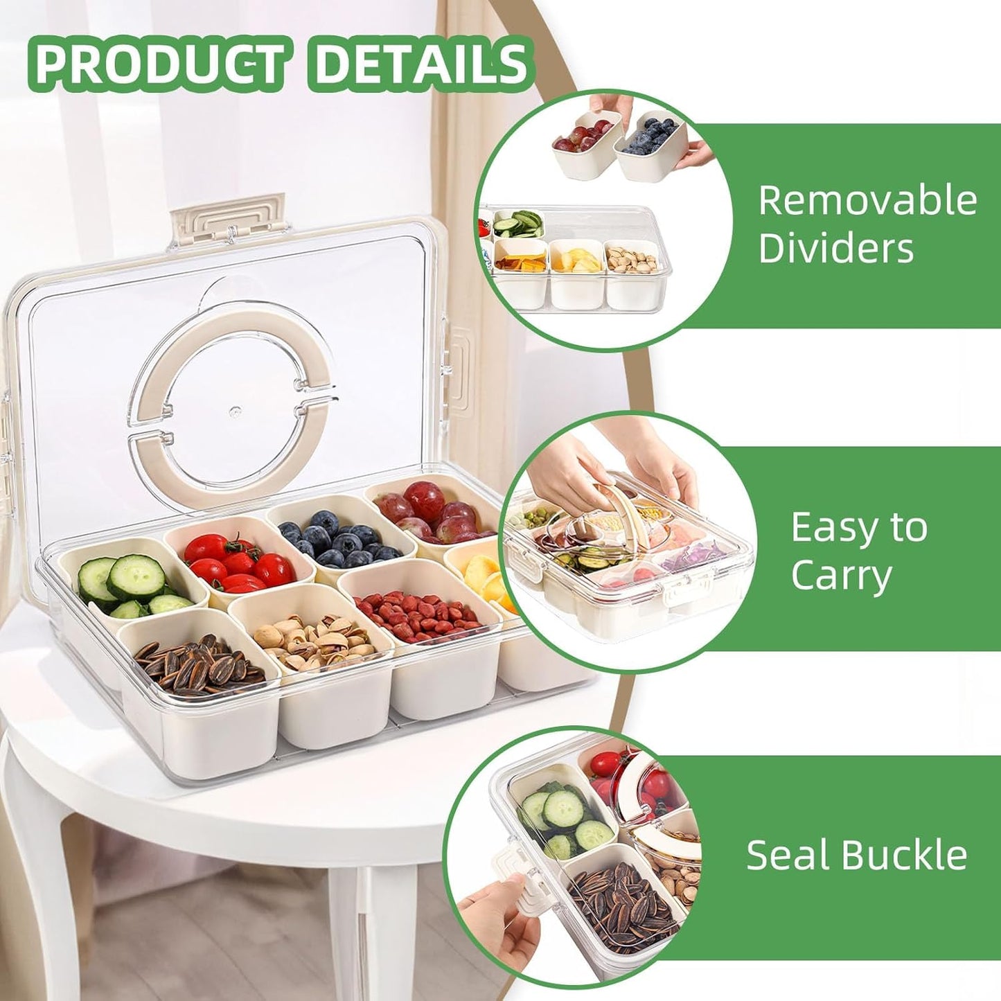 Purilite Select Clear Compartmentalized Snack Box