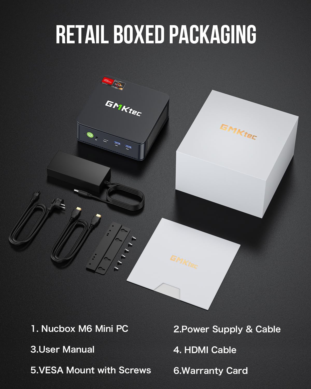 GMKtec Mini PC Gaming, K6 AMD Ryzen 7 7840HS Dual NIC LAN 2.5Gbps Desktop Computer, 32GB DDR5 (16GB*2) 1TB PCIe4.0 SSD, USB4.0, HDMI, DP, USB-C, WiFi 6E, BT 5.2