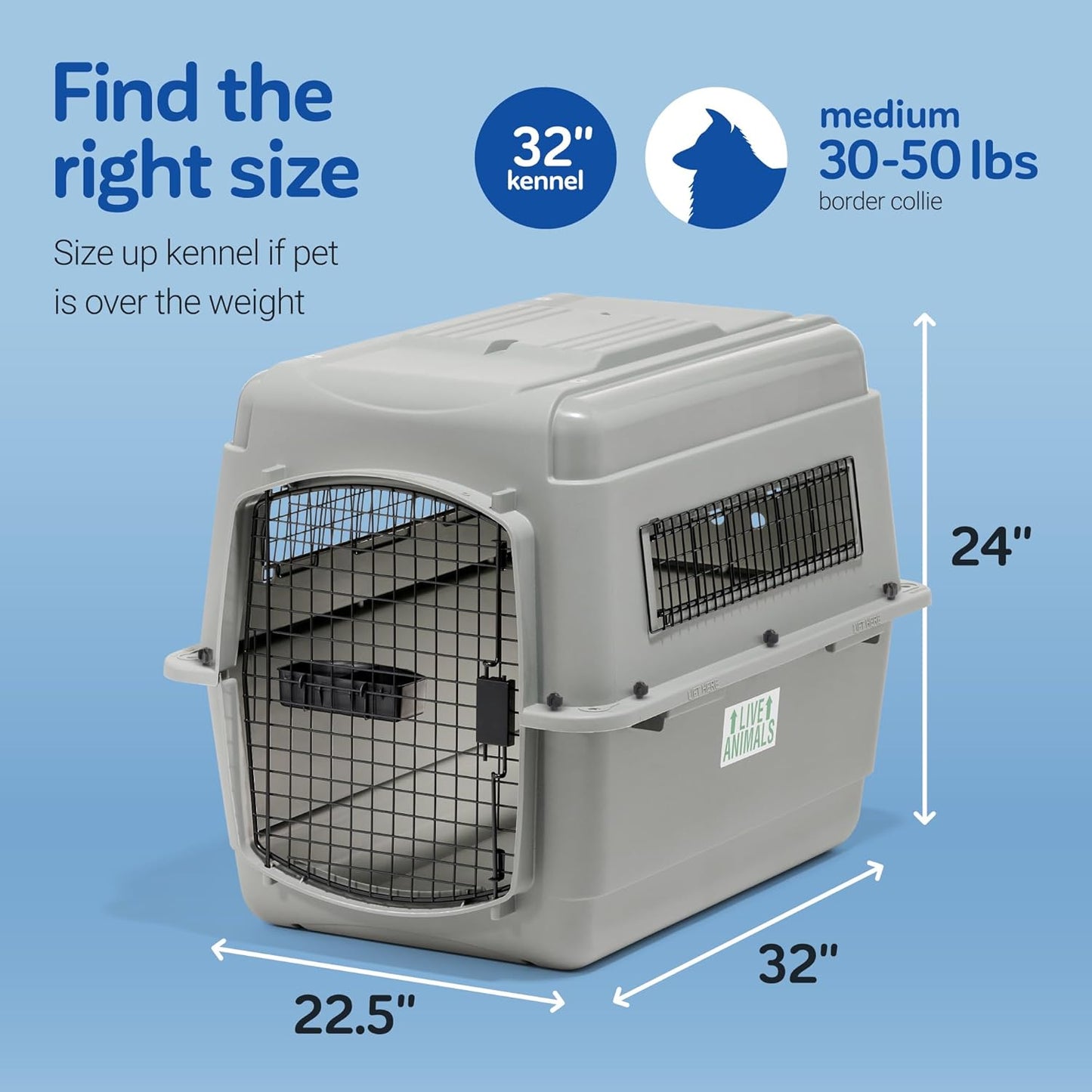 Petmate 00200 Sky Kennel for Pets from 25 to 30-Pound, Light Gray