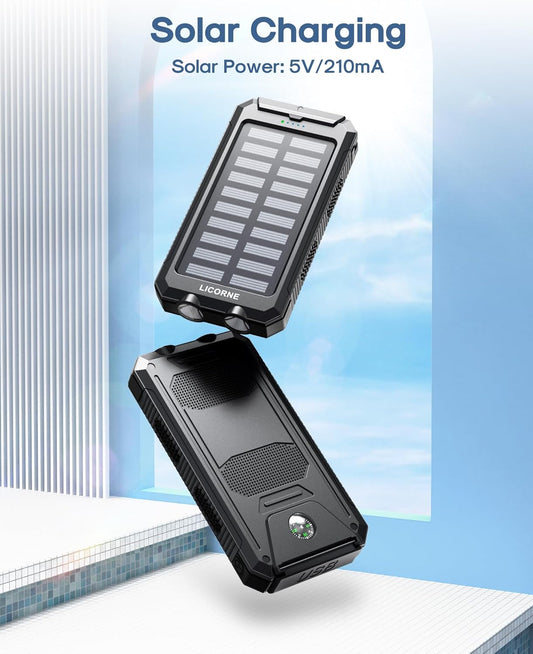 Solar Charger Power Bank Fast Charging - 30000mAh Portable Solar Phone Battery Panel Charger, QC3.0 Dual USB Port Battery Pack Charger Portable for All Cell Phones & Electronic Devices