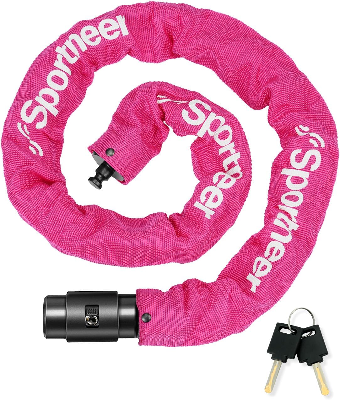 Sportneer Bike Lock Anti-Theft Bicycle Chain Lock Heavy Duty 0.32inch/8mm Thicker Motocycle Lock High Security with 2 Keys for Bike, Scooter, Moto, Door, Gate Fence