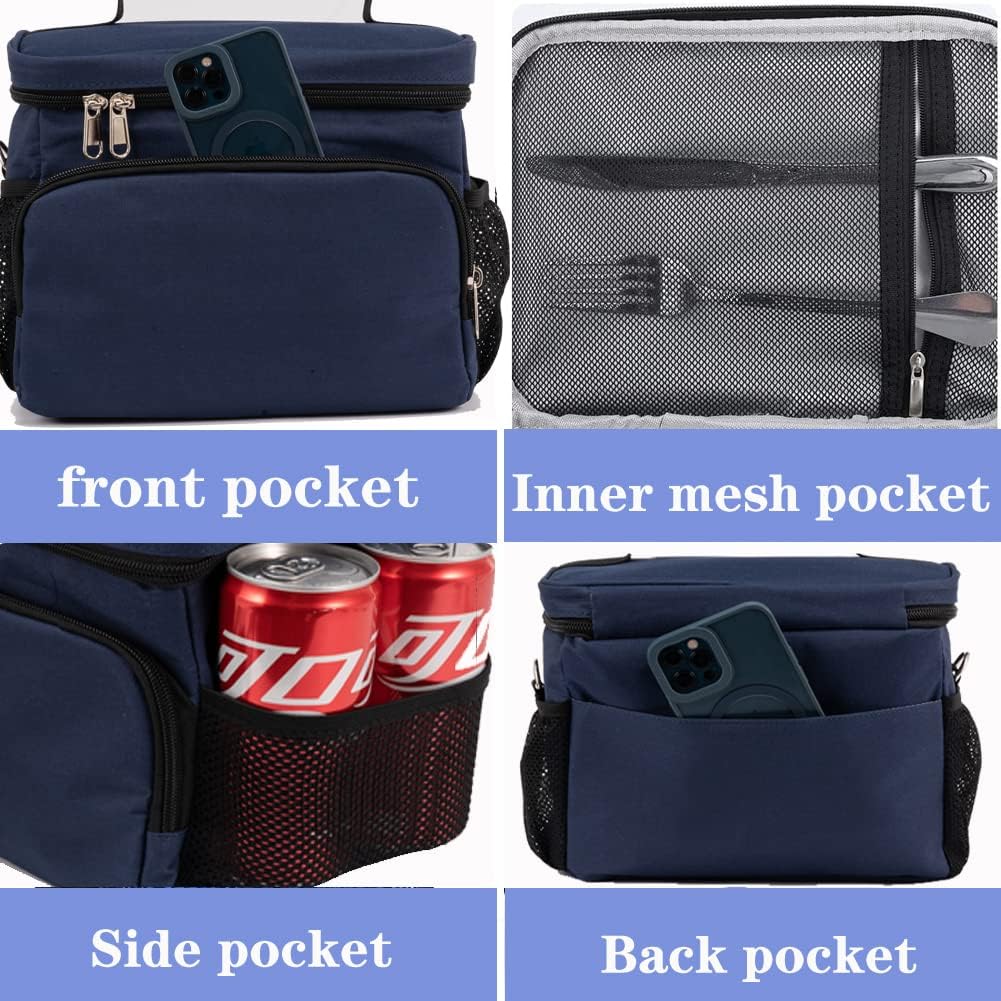 Insulated Lunch Bag for Women/Men Reusable Lunch Box Tote Bag, Large Thermal Cooler Bag with Adjustable Shoulder Strap for Kids and Adult,for Work/School/Outdoor Activity