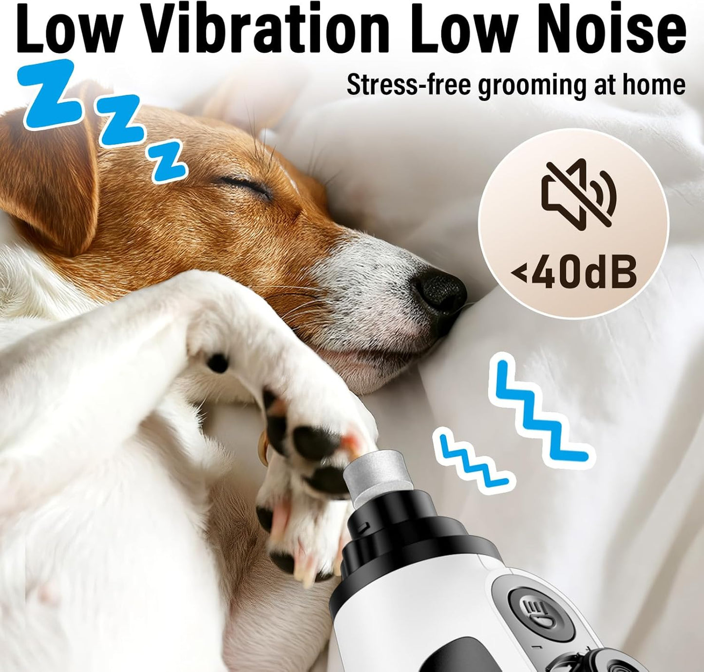 Casfuy Smart 6 Speed Dog Nail Grinder - Pet Nail Grinder with 2 LED Lights Super Quiet Rechargeable Electric Dog Nail Trimmer File Toenail Grinder for Large Medium Small Dogs (Red)