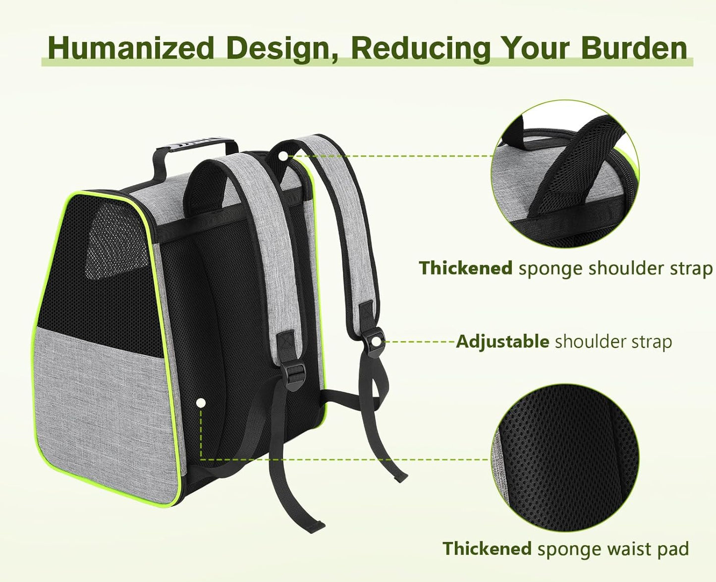 Pecute Expandable Cat Backpack Carrier, Small Dog Backpack Carrier, Pet Backpack Carriers for Cats Dogs Puppy Kitten, Cat Carriers Bag Carrying for Travel Hiking Bike Riding Walking Outdoor,Grey