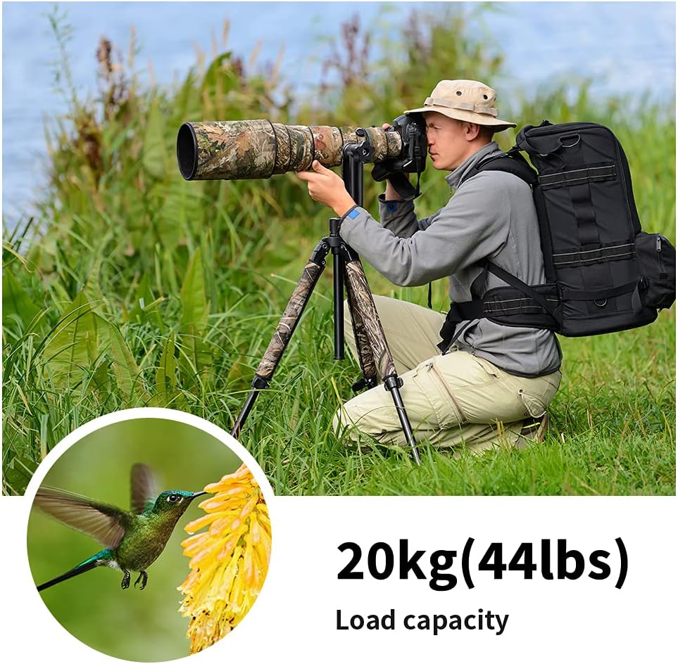 K&F Concept Professional Gimbal Head Heavy Duty Metal 360 Degree Panoramic Tripod Head with Standard 1/4'' Quick Release Plate and Bubble Level for Digital SLR Cameras Up to 20KG/44LBS