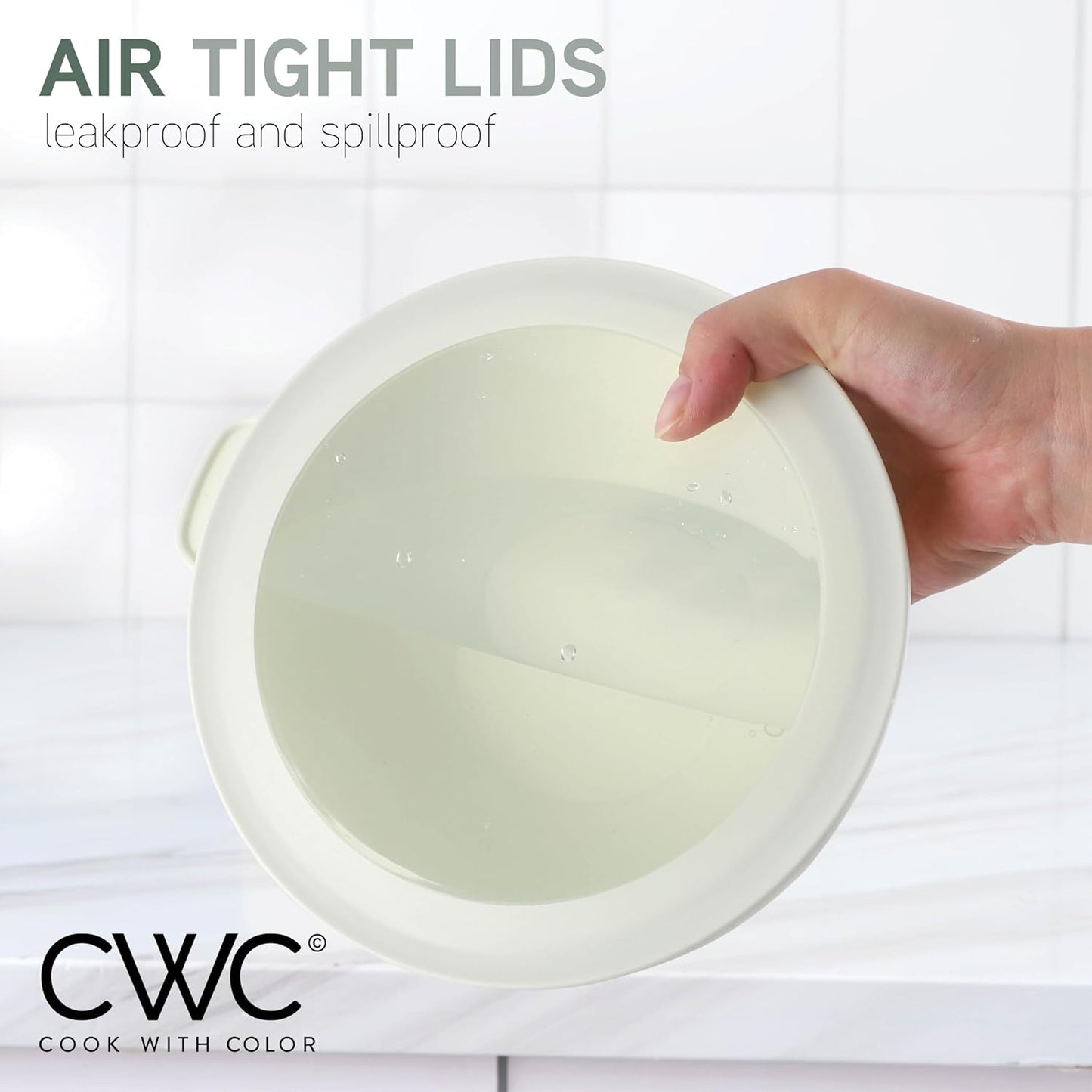 COOK WITH COLOR Mixing Bowls with TPR Lids - 12 Piece Plastic Nesting Bowls Set Includes 6 Prep Bowls and 6 Lids, Microwave Safe Mixing Bowl Set (Mint)