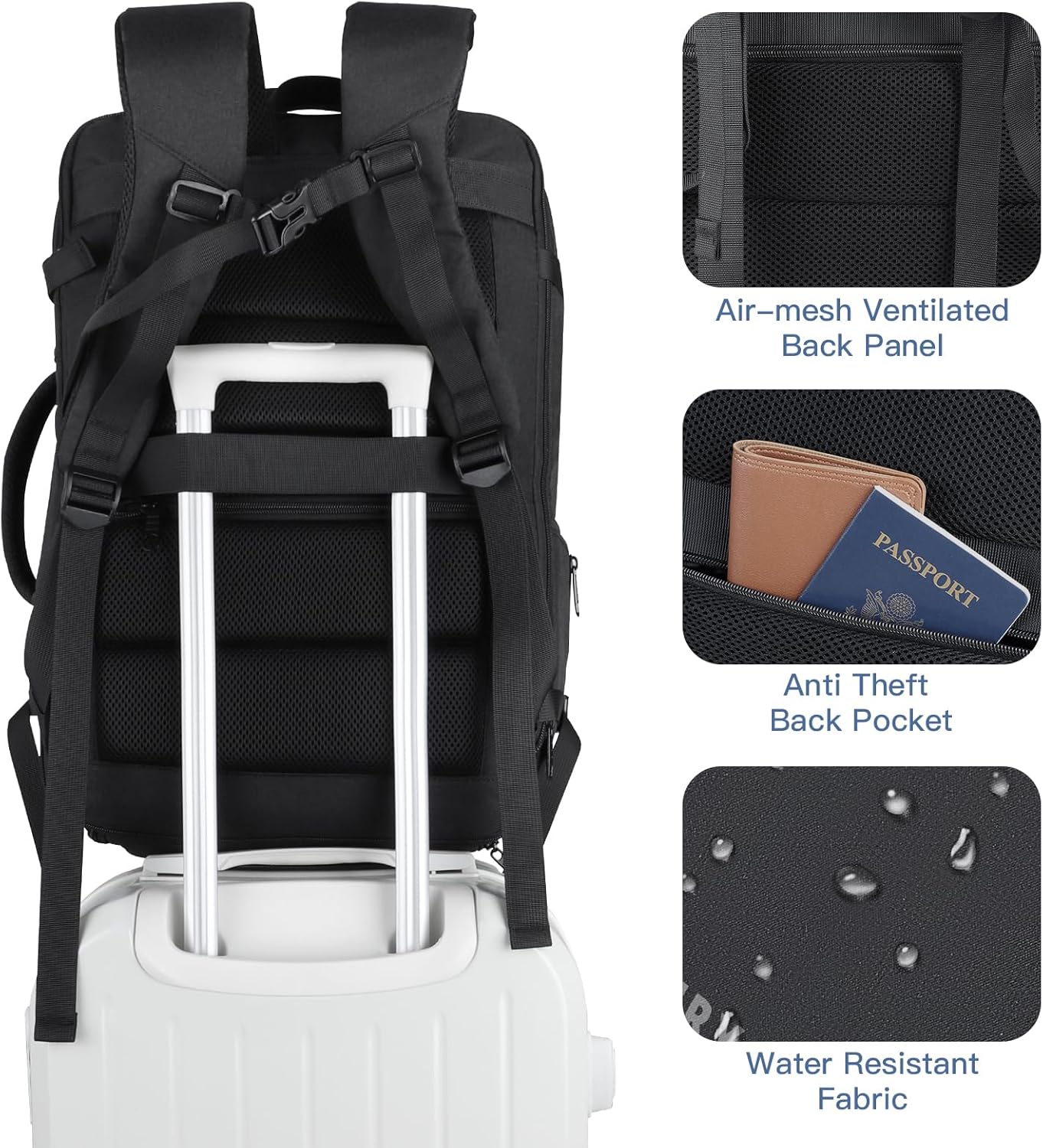 Travel Backpack for Men, 55L Extra Large Carry On Backpack, Expandable Big Capacity Backpack For Airplanes, Travel Gifts for Men Women, Fits 18.4 Inch Laptop, Luggage Daypack Bag, Blue