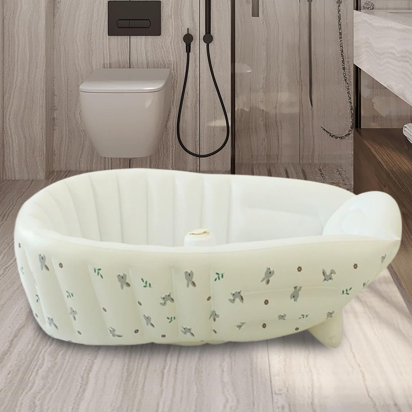 Baby Bath Tub, Inflatable Toddler Wash Tub Bath Seat With Pump | Adjustable Bathing Support Seat, Foldable Sitting Shower Bathtub For Camping Beach Travel Outdoor