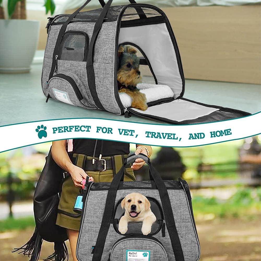 Premium Airline Approved Soft-Sided Pet Travel Carrier by PetAmi | Ventilated, Comfortable Design with Safety Features | Perfect For Plane or Car | Ideal for Small to Medium Sized Cats, Dogs, and Pets