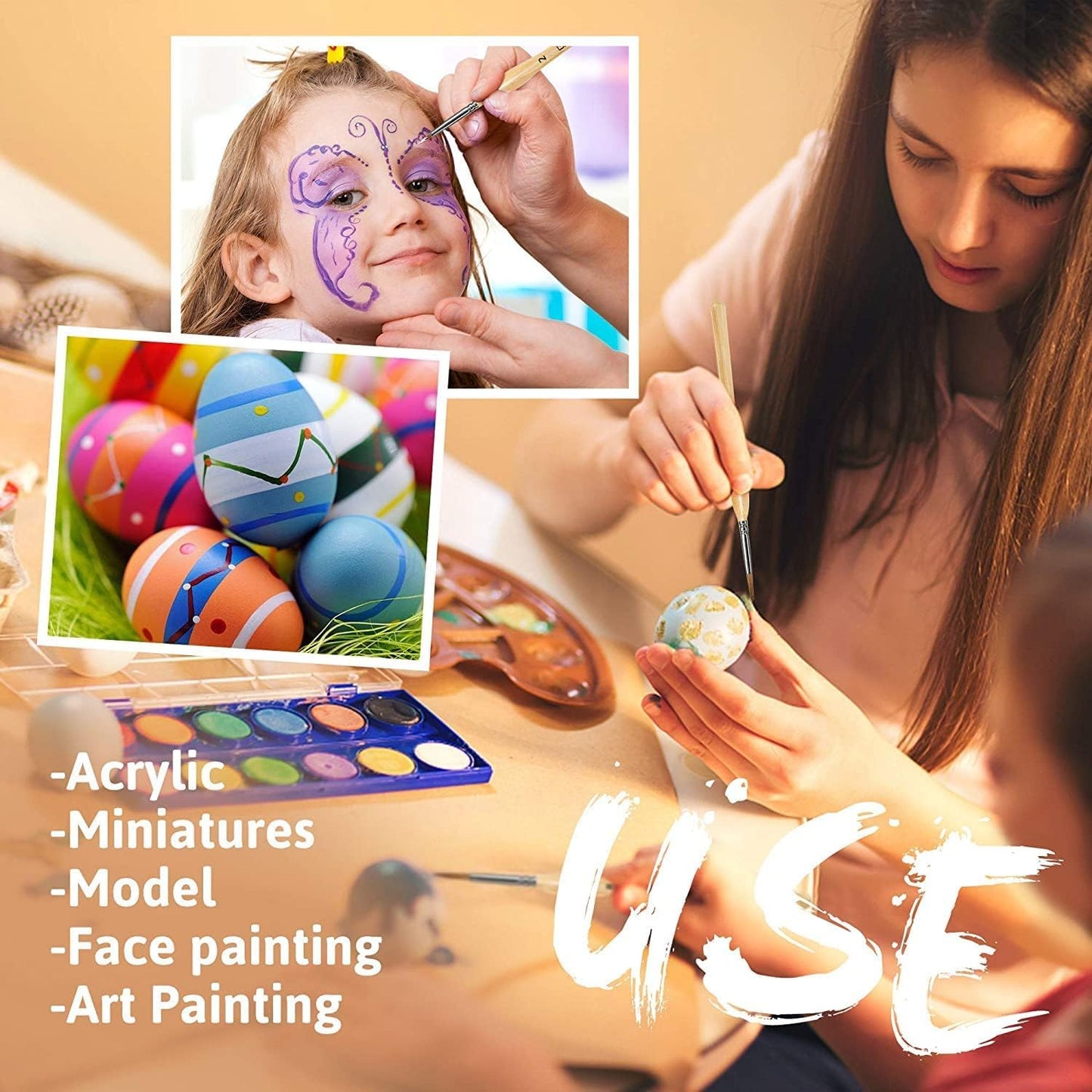 Detail Paint Brushes Set 10pcs Miniature Brushes for Fine Detailing & Art Painting - Acrylic, Watercolor,Oil,Models