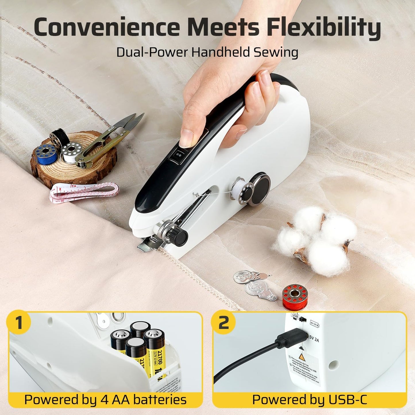 Handheld Sewing Machine, Dual Speed Hand Held Sewing Machine, Sewing Mini Portable Machine for Beginners, Adults, DIY, Home, Travel-G3
