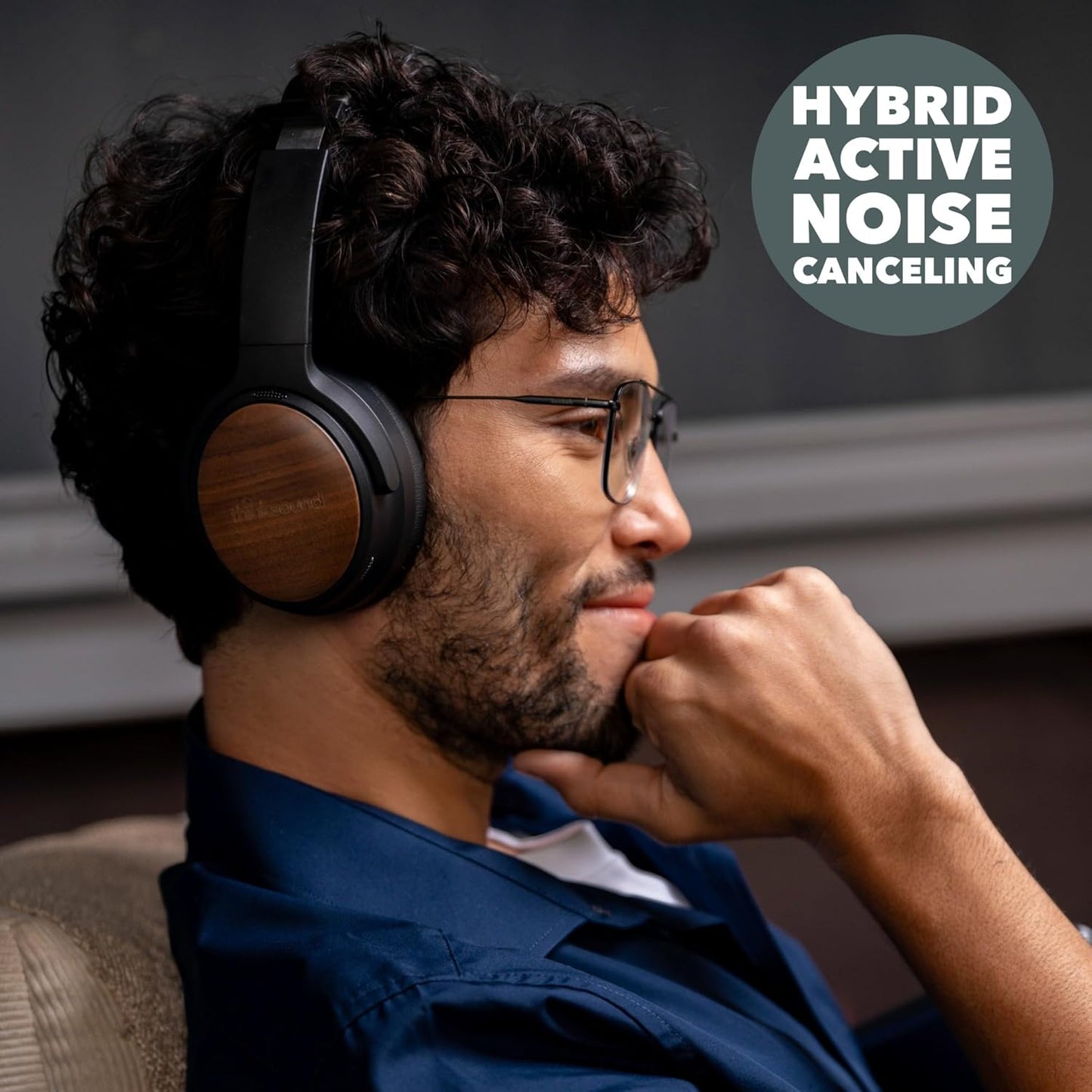 Thinksound ov202w Over Ear Noise Cancelling Headphones, 100+ Hours of Listening ANC Hybrid Active Noise canceling Battery Best HiFi Headset for Studio Monitor, Beats, Musicians, Gym, Guitar, bass