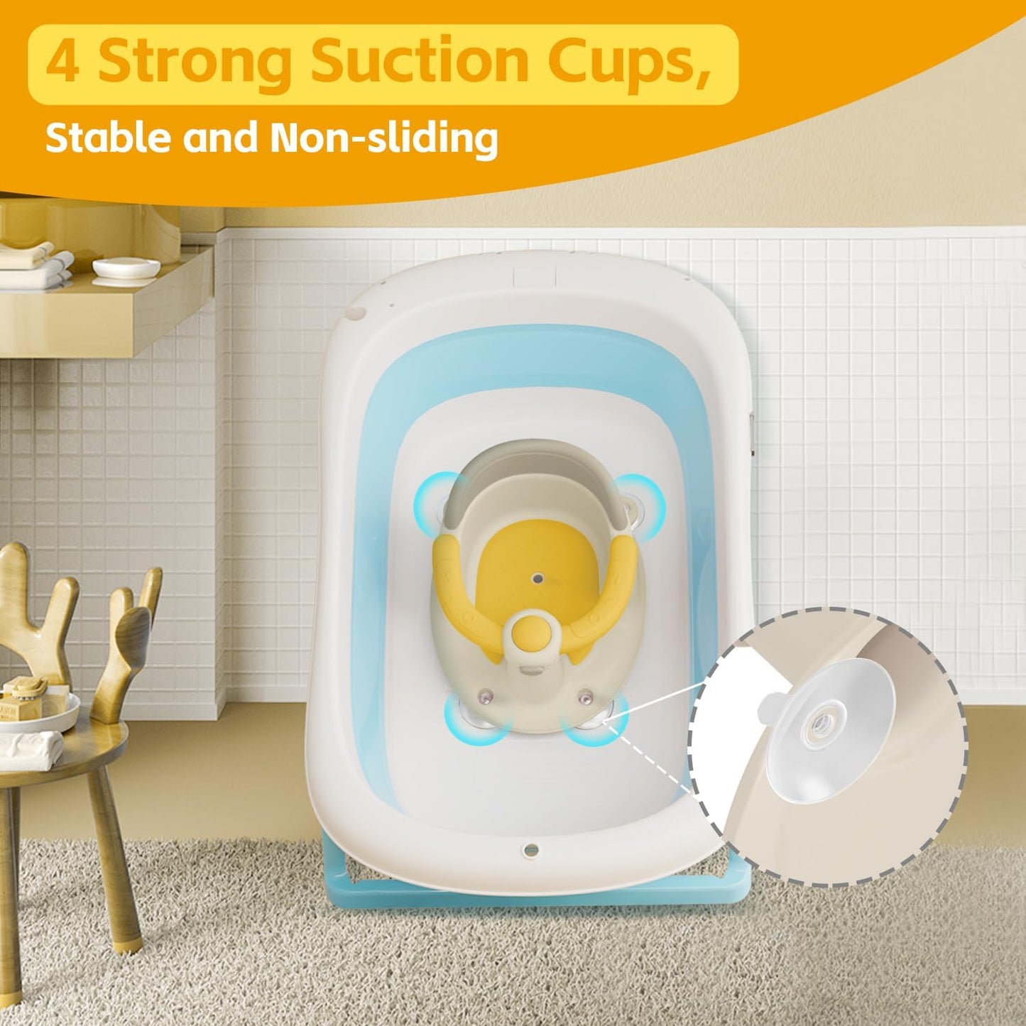 Baby Bath Seat for Babies 6 Months & Up, Bath Seats for Babies Sitting Up, Open Design Bathtub Seat for Baby, Non-slip, Compact Toddler Bath Seat.