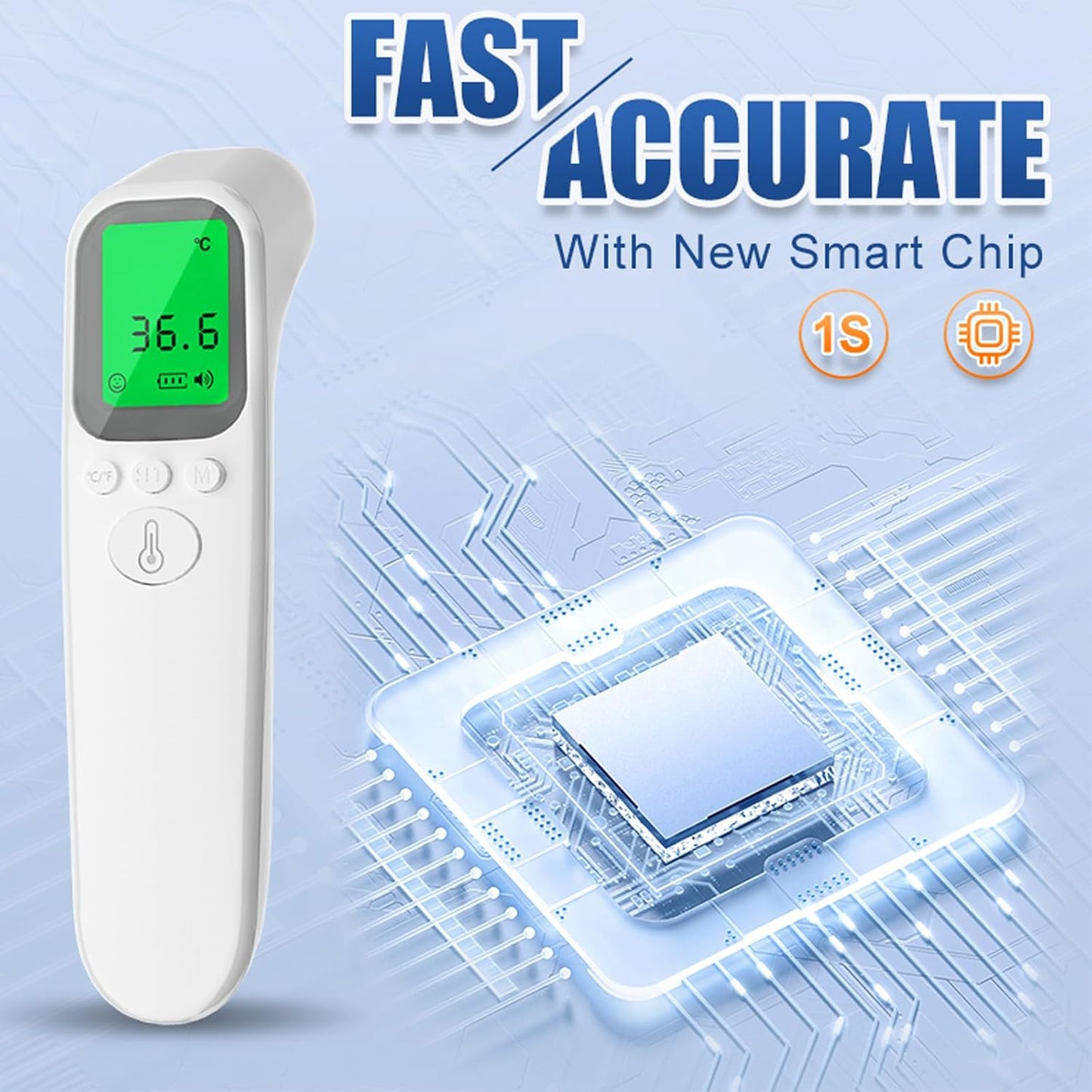 Digital Infrared Thermometer for Adults & Kids with Fever Alarm, 2 x 32 Memory Function, Fast & Accurate Temperature Reading, Reliable Baby Thermometer for Home Use
