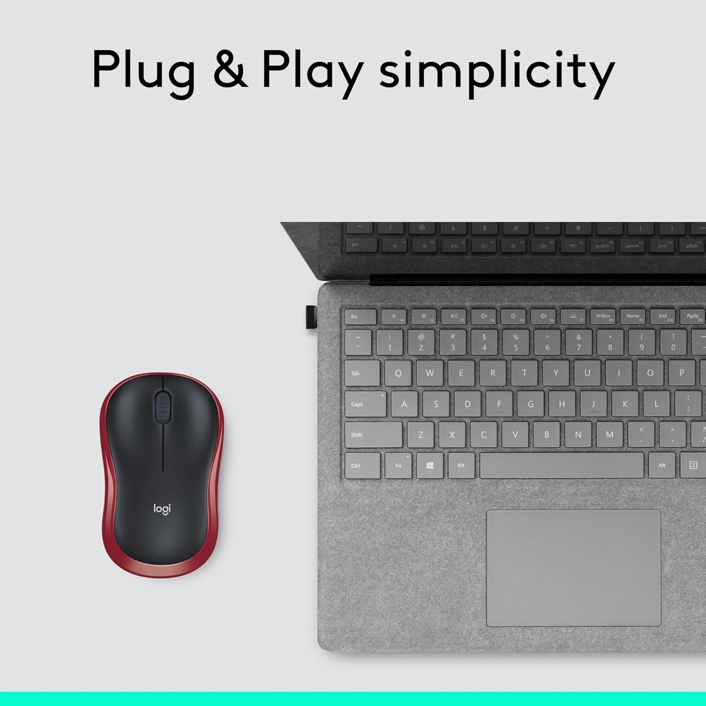 Logitech M185 Wireless Mouse, 2.4GHz with USB Mini Receiver, 12-Month Battery Life, 1000 DPI Optical Tracking, Ambidextrous, Compatible with PC, Mac, Laptop - Black