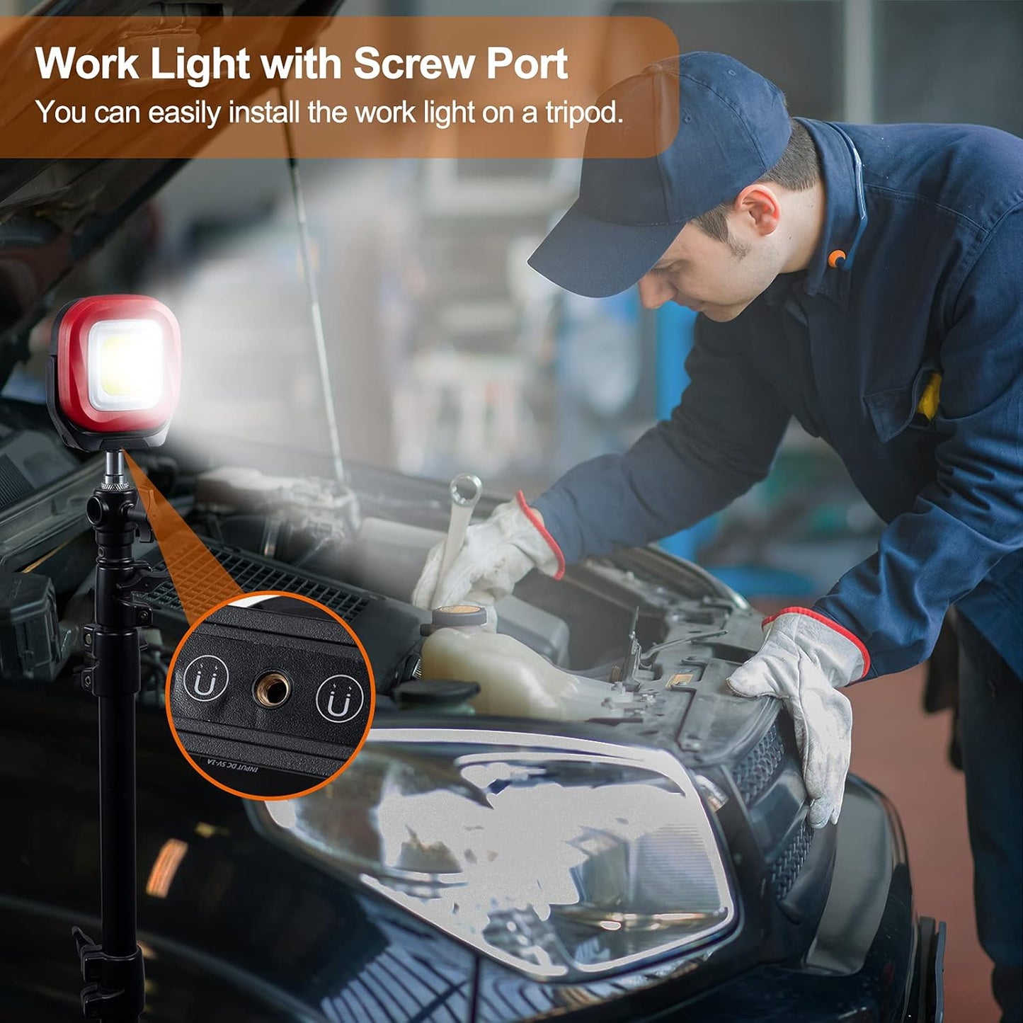 ORHOMELIFE Magnetic Work Light, 42 LEDs 1000 Lumens Rechargeable Portable Magnetic Flashlight Inspection Light for Car Repair, Camping, Emergency & Job Site Lighting (2 PCS)