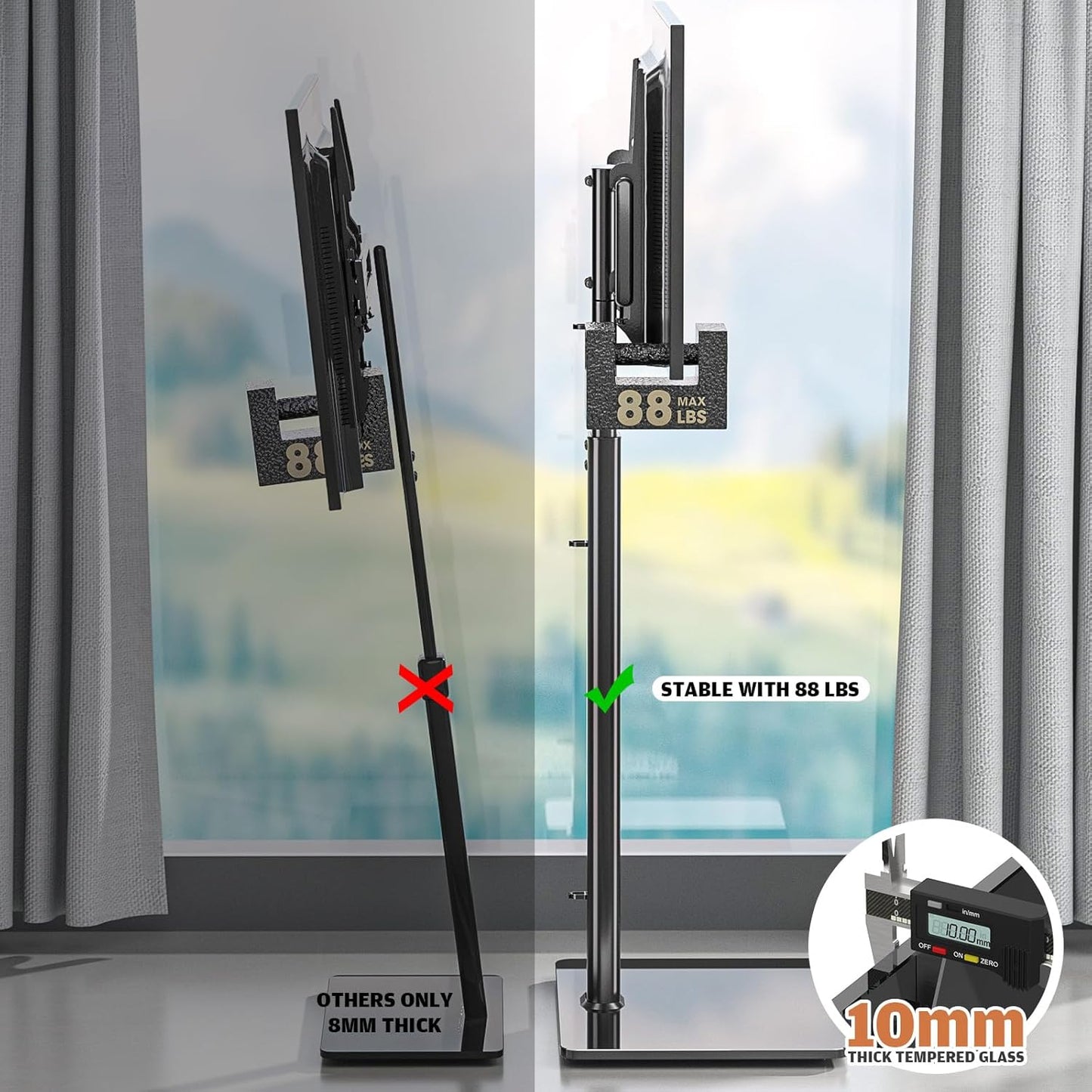 Universal TV Stand with Mount 80 Degree Swivel Height Adjustable and Tilt Function for 27 to 65 inch LCD, LED OLED TVs,HT1002B
