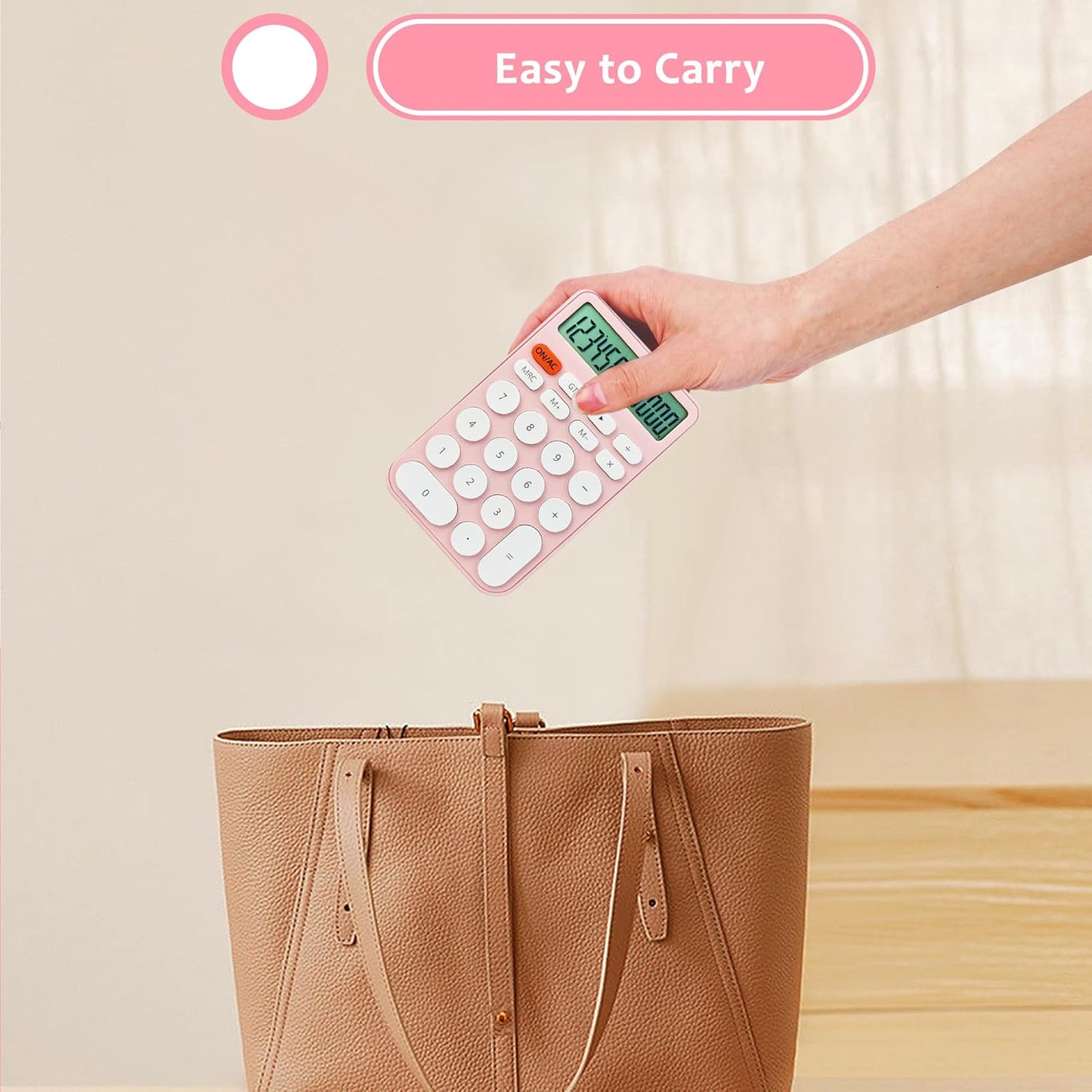 VEWINGL Mechanical Switch Calculator, 12 Digit Large LCD Display and Buttons, Great for Everyday Life and Basic Office Work, with Battery