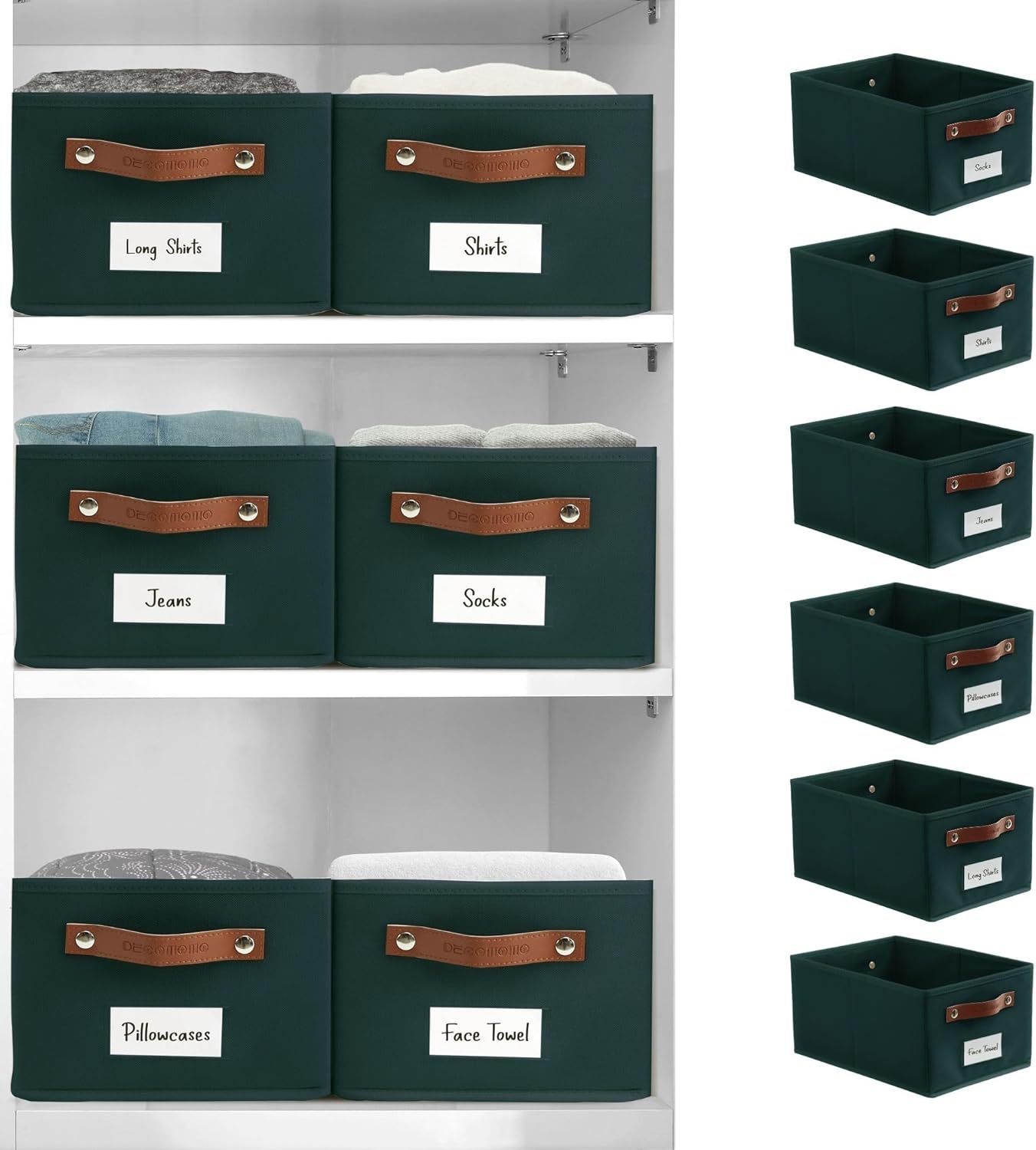 DECOMOMO Cube Storage Bin, Storage Cubes with Labels, Baskets for Shelves Kallax Linen Closet Organizers (Cube 10.5x11"/ 6pcs, Black)