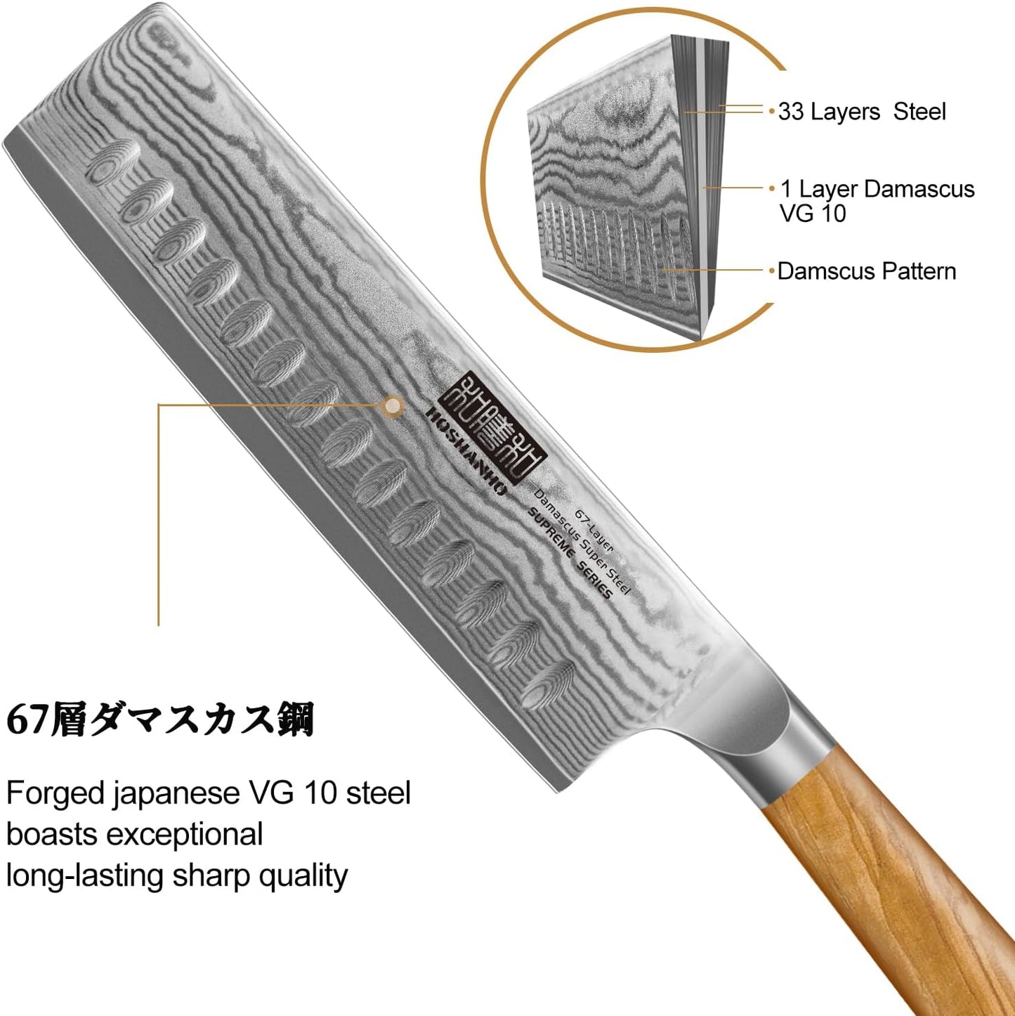 HOSHANHO Damascus Fillet Knife 7 Inch, Professional VG-10 Super Steel Boning Knife, Ultra Sharp Fish Knife with Ergonomic Handle