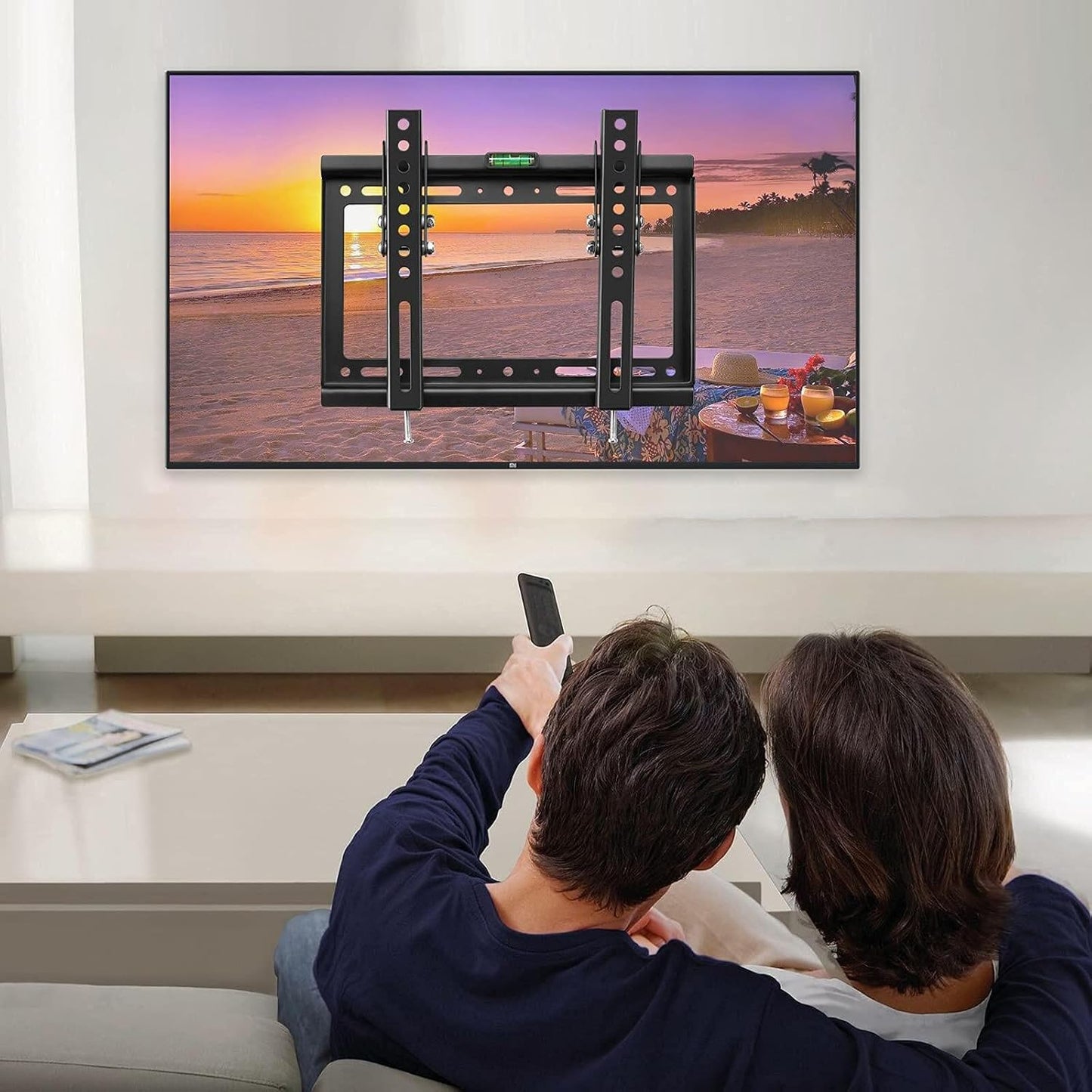 Suptek Tilt TV Wall Mount Bracket for Most 26-60 inch LED, LCD and Plasma TV, Mount with Max 400x400mm VESA and 99lbs Loading Capacity, Fits Studs 16" Apart, Low Profile with Bubble Level