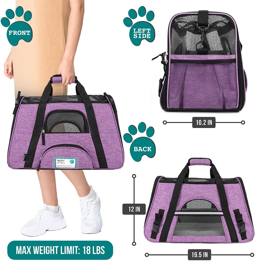 Premium Airline Approved Soft-Sided Pet Travel Carrier by PetAmi | Ventilated, Comfortable Design with Safety Features | Perfect For Plane or Car | Ideal for Small to Medium Sized Cats, Dogs, and Pets
