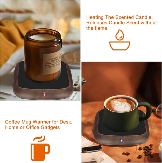 MYMULIKE Coffee Mug Warmer for Desk, Coffee Warmer with 3 Temp Control (40-60 °C), Cup Warmer with 6-Hour Auto Off, Candle Warmer Plate, Office Desk Electronic Gadgets