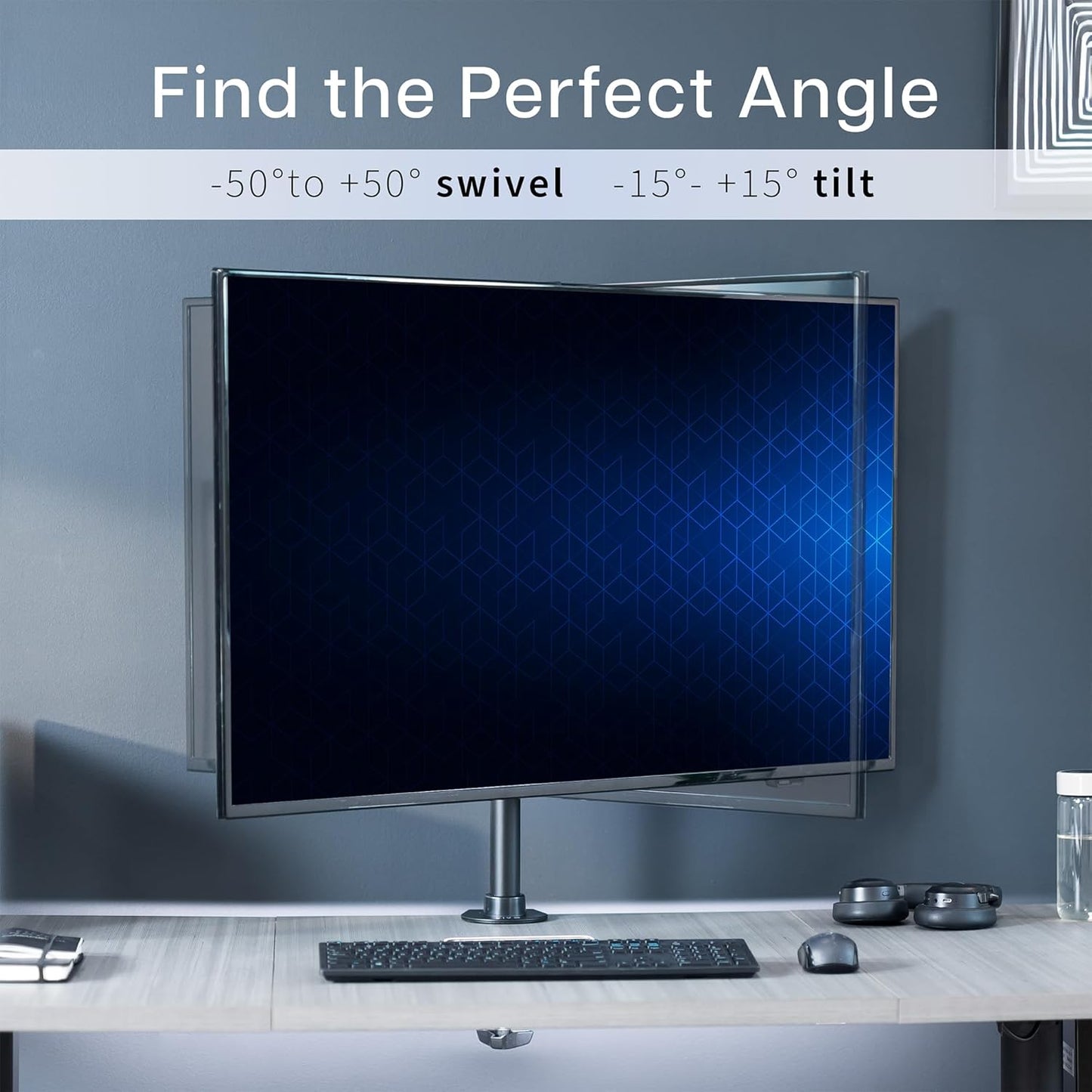 VIVO Ultra Wide TV Desk Mount for up to 55 inch Screens Weighing 29.9kg, Full Motion Height Adjustable Single Television Stand, Black, STAND-V155C