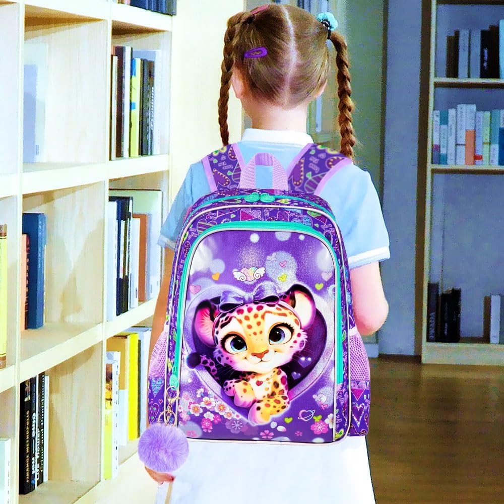 3pcs Backpack for Boys and Girls, 16” Kids Kindergarten Bookbag with Lunch Box, Cute Elementary Backpacks for Boy Girl