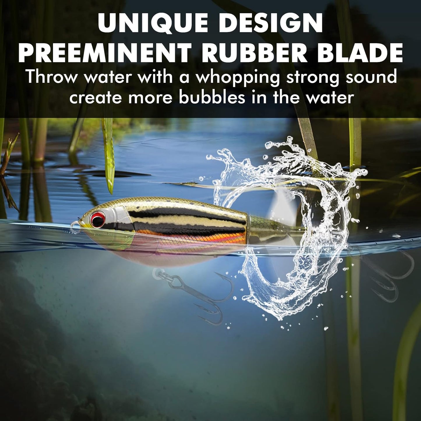 TRUSCEND PoPobait with BKK Hooks, Top Water Plopper Fishing Lures for Bass Walleye Pike Catfish Musky Perch, Floating Lure for Freshwater or Saltwater, Amazing Teasers Fishing Gifts for Family Fishing
