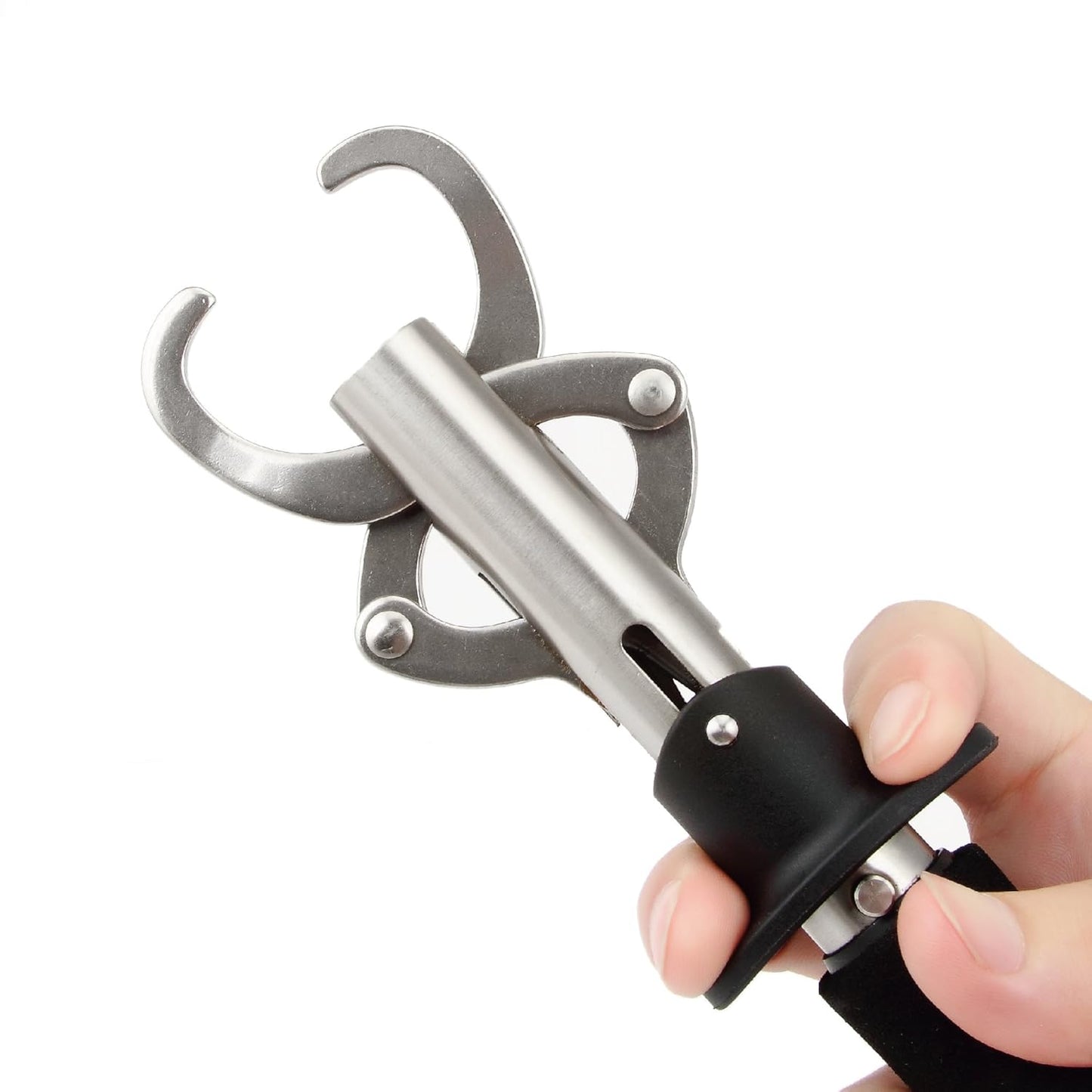 Crazy Shark Portable Stainless Steel Fish Lip Grabber Gripper Grip Tool Fish Holder Tackle EVA Handle 40lbs (Dark Gray)