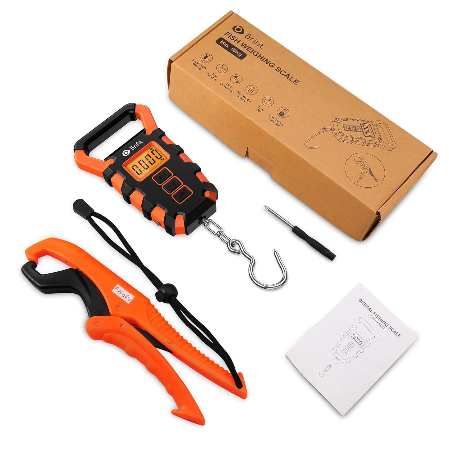 Upgraded Digital Hanging Fishing Scale with Ruler, Electronic Digital Luggage Scale, Fishing Postal Hanging Hook Scale with Measuring Tape, Backlit LCD Display, 110lb/50kg Capacity