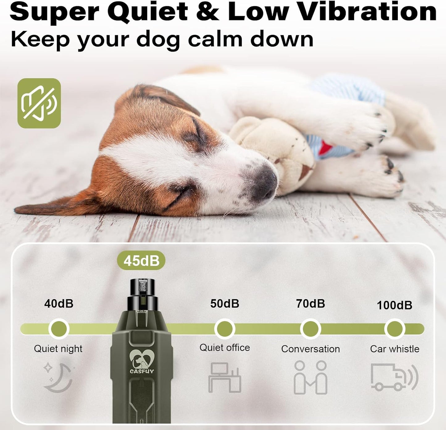 Casfuy 6-Speed Dog Nail Grinder Newest - Super Quiet Pet Nail Grinder Rechargeable Electric Dog Nail Trimmer Professional Paws Grooming & Smoothing Tool for Large Medium Small Dogs (Bright Blue)