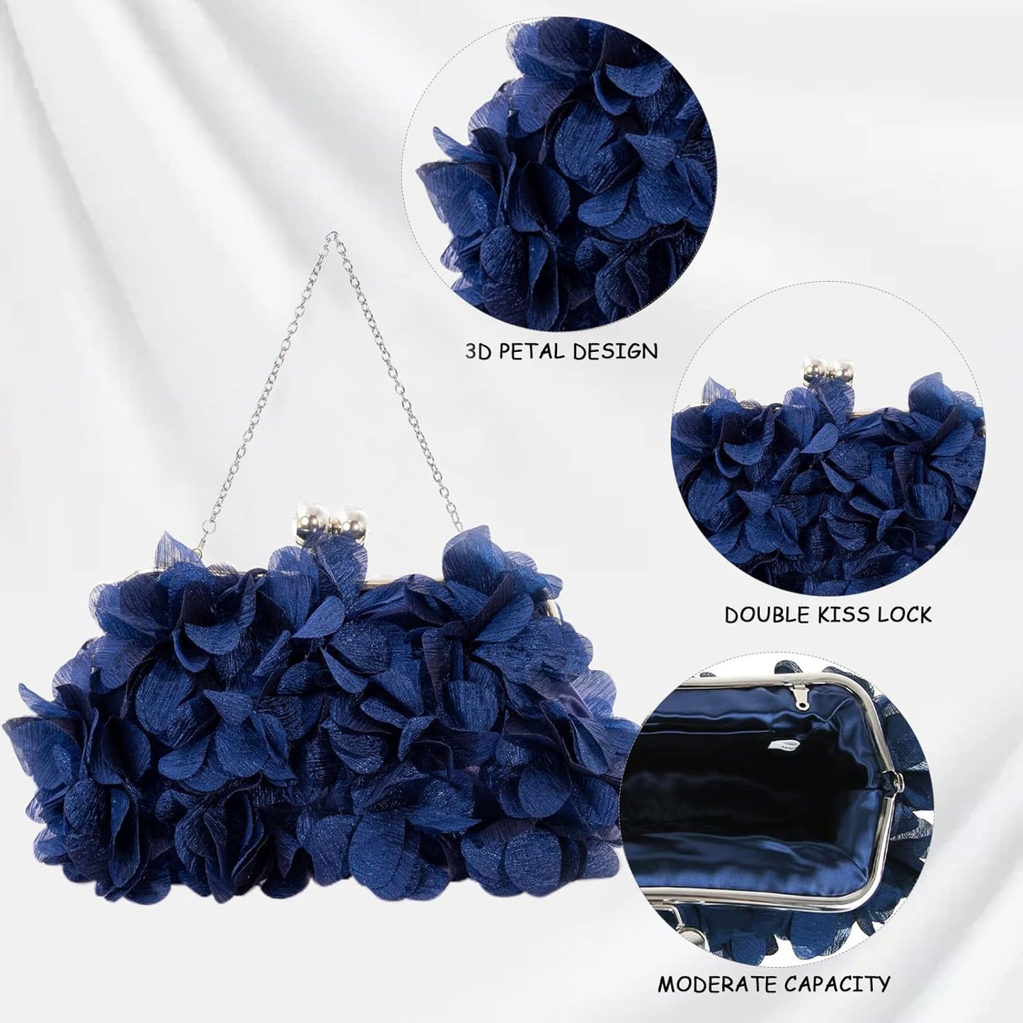 JAMBHALA Clutch Evening Handbags Floral Appliques Small Clutch Purses for Women