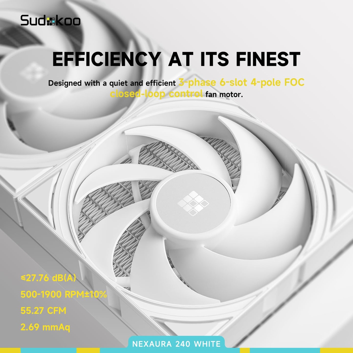Sudokoo NEXAURA 360 Liquid CPU Cooler: 360mm AIO CPU Cooler with PWM Pump & ARGB Pump Head - Water Cooling with FDB Fans for Intel LGA 1851/1700/1200/115X AMD AM5/AM4 - Black