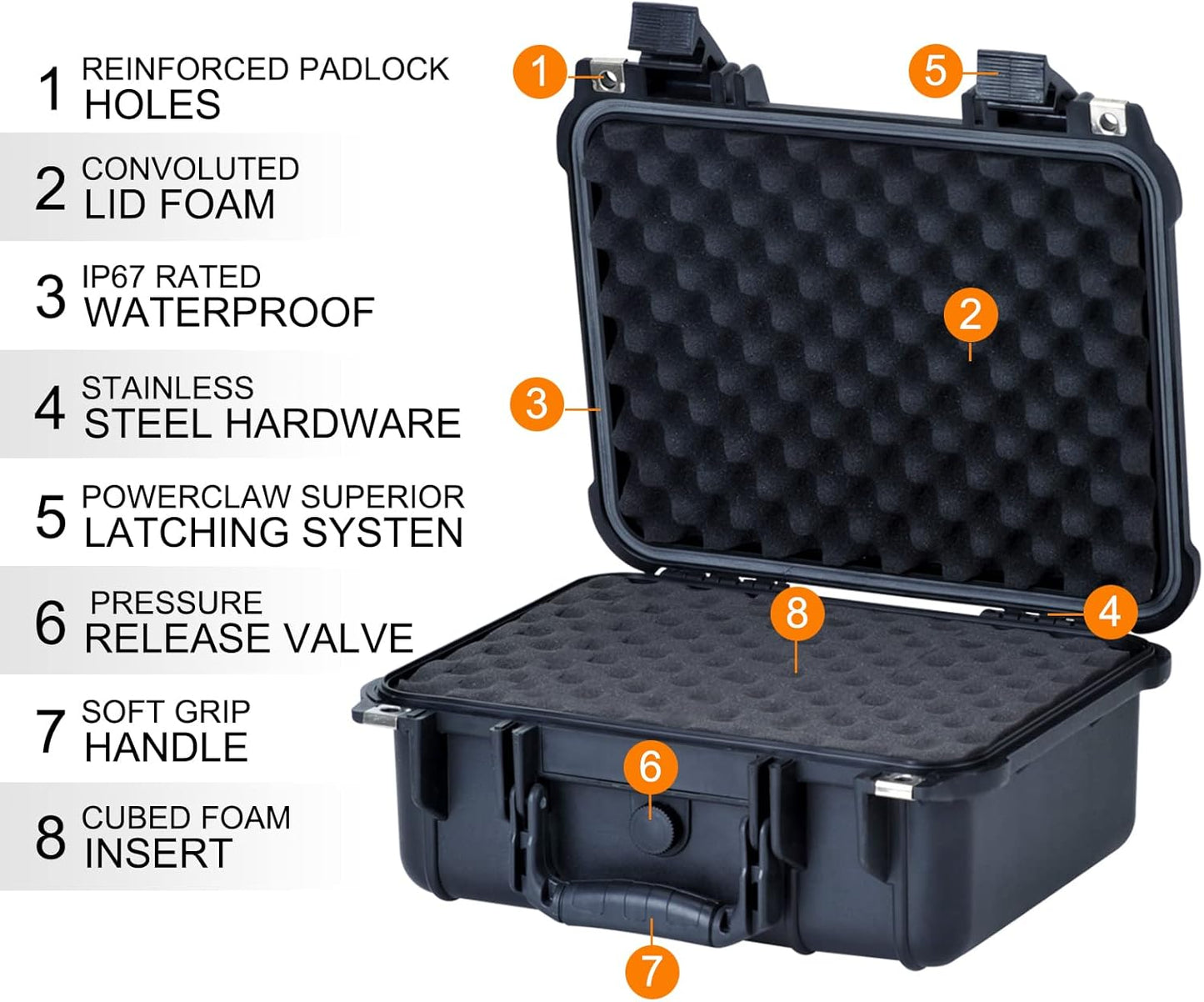 MEIJIA Portable All Weather Waterproof Protective Case,Hard Case,Camera Case with Customized Fit Foam,Fit Use of Drones,Camera,Equipments,Pistols,13.35 x11.63x5.98inches (Yellow)