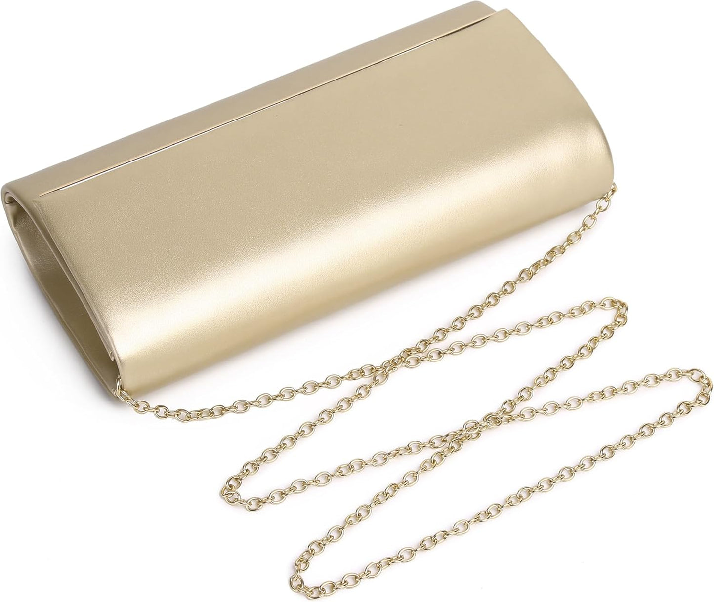 MUDUO Patent Leather Envelope Clutch Purse Shiny Candy Foldover Clutch Evening Bag for Women (7018-Silver)