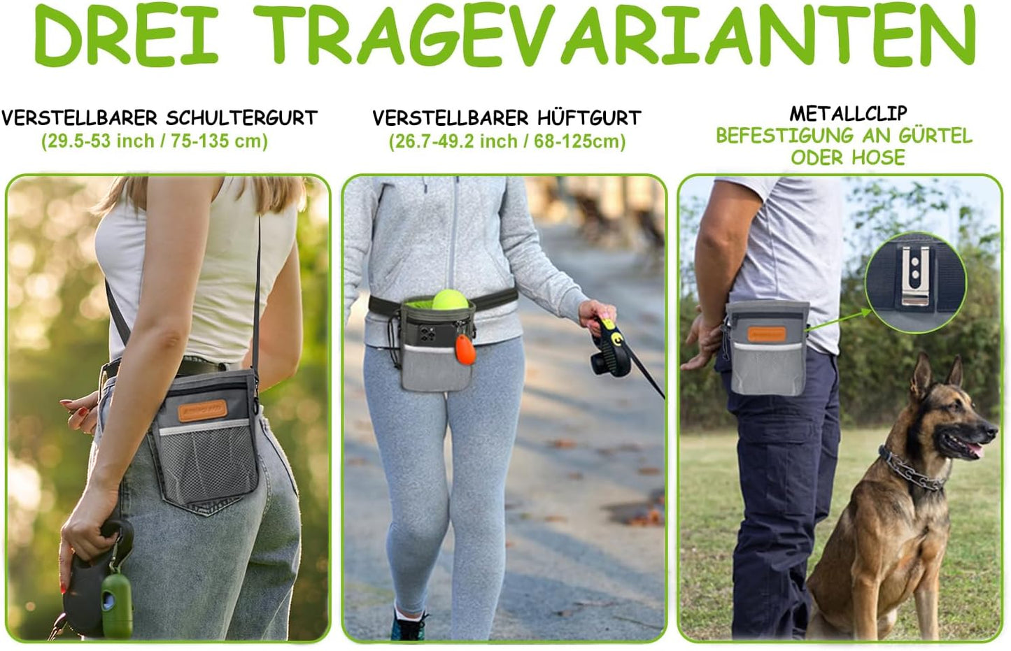 TRIPOLACO Dog Treat Pouch, Large Treat Pouches for Pet Training with Multiple Pockets, Built-in Poop Bag Dispenser & Phone Holder, 3 Wear Styles, Ideal Dog Treat Bag for Training & Walks