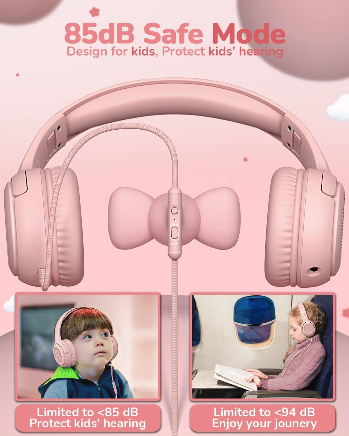 awatrue Kids Headphones with Microphone, Wired Headphones for Kids 85/94dB Safe Volume Limit, Over Ear Headsets, Boys Girls Childrens Headphones for School/Travel/Fire Tablet/BlueOrange